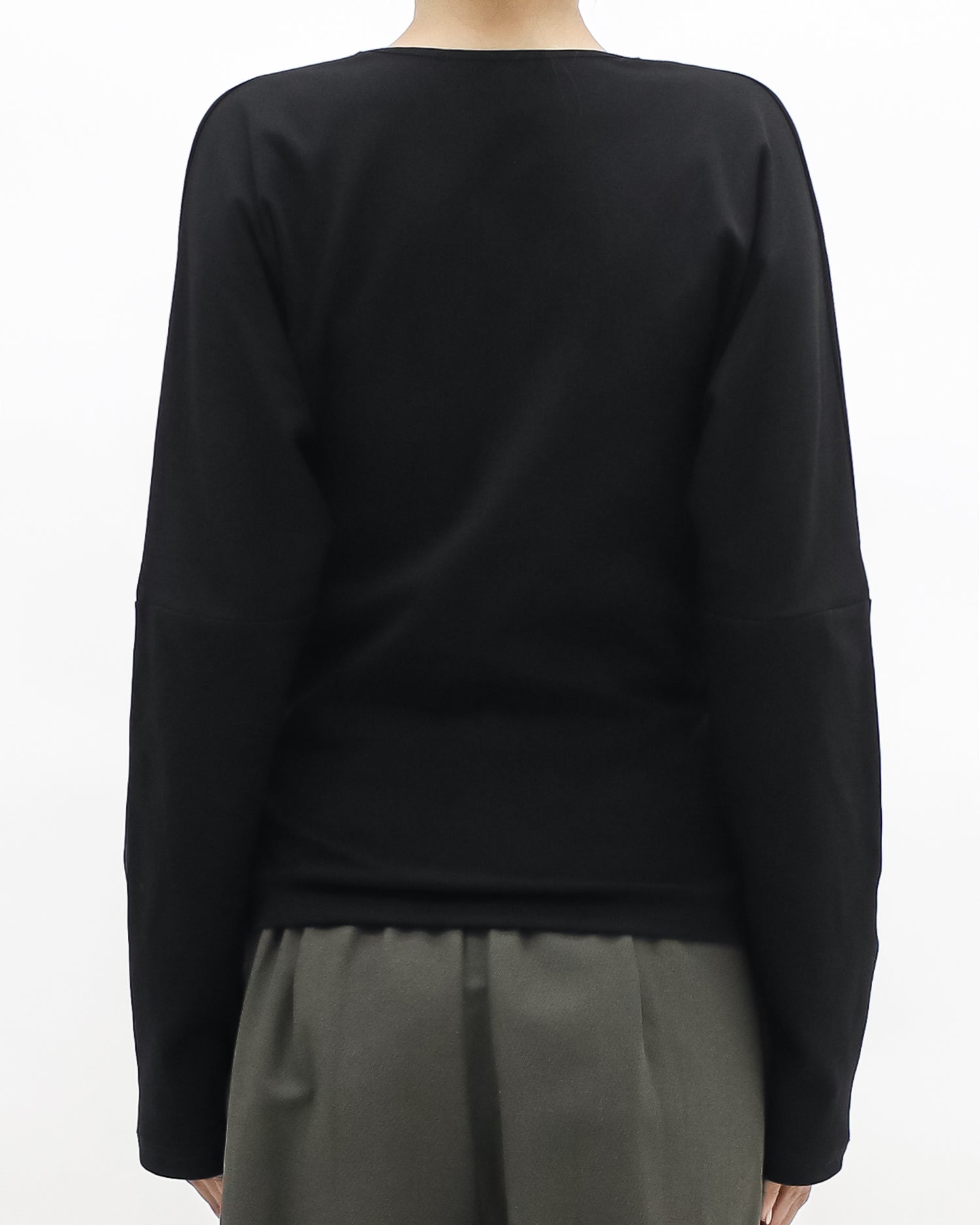 black twisted neckline tee