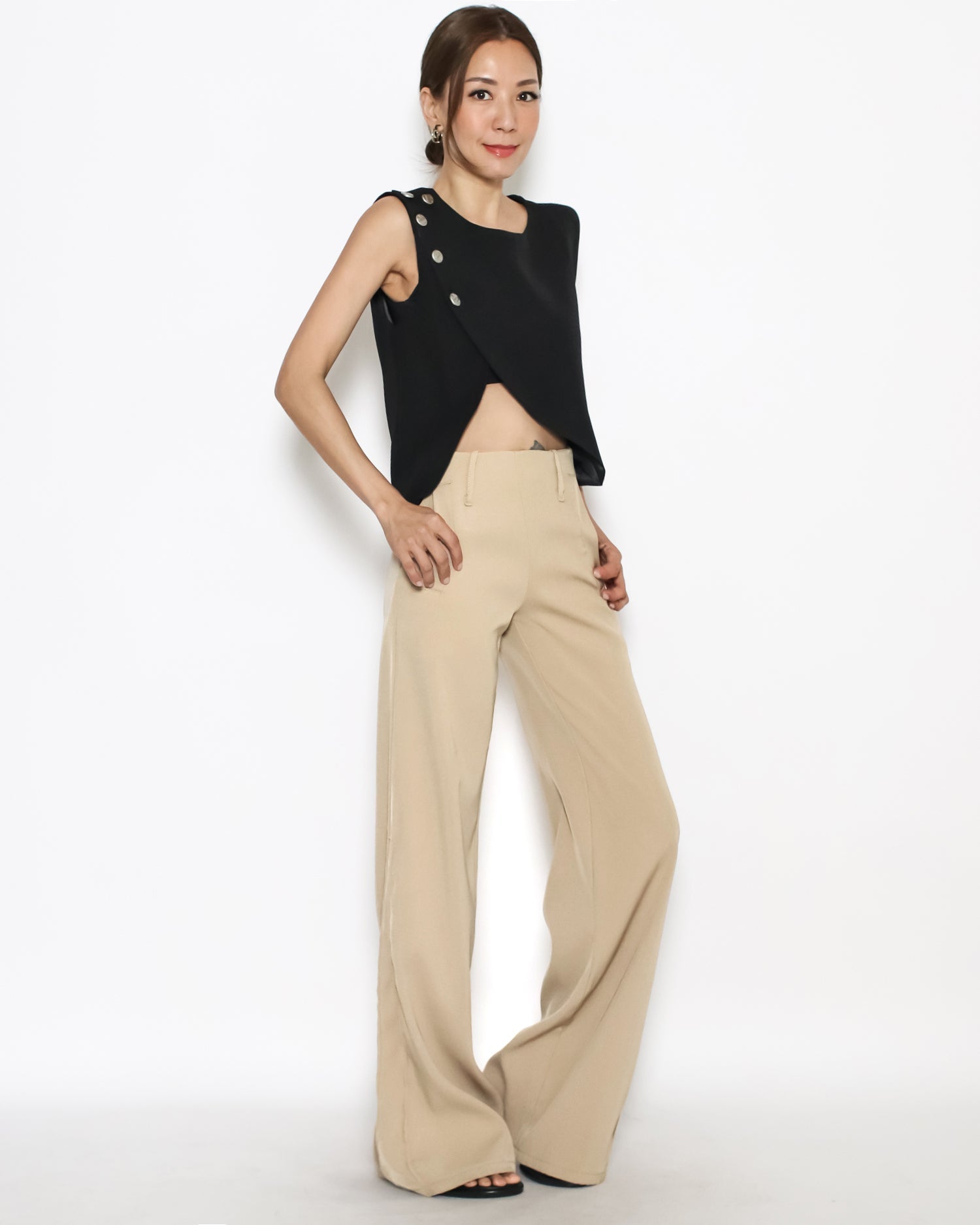 black button cutout front & back vest *pre-order*