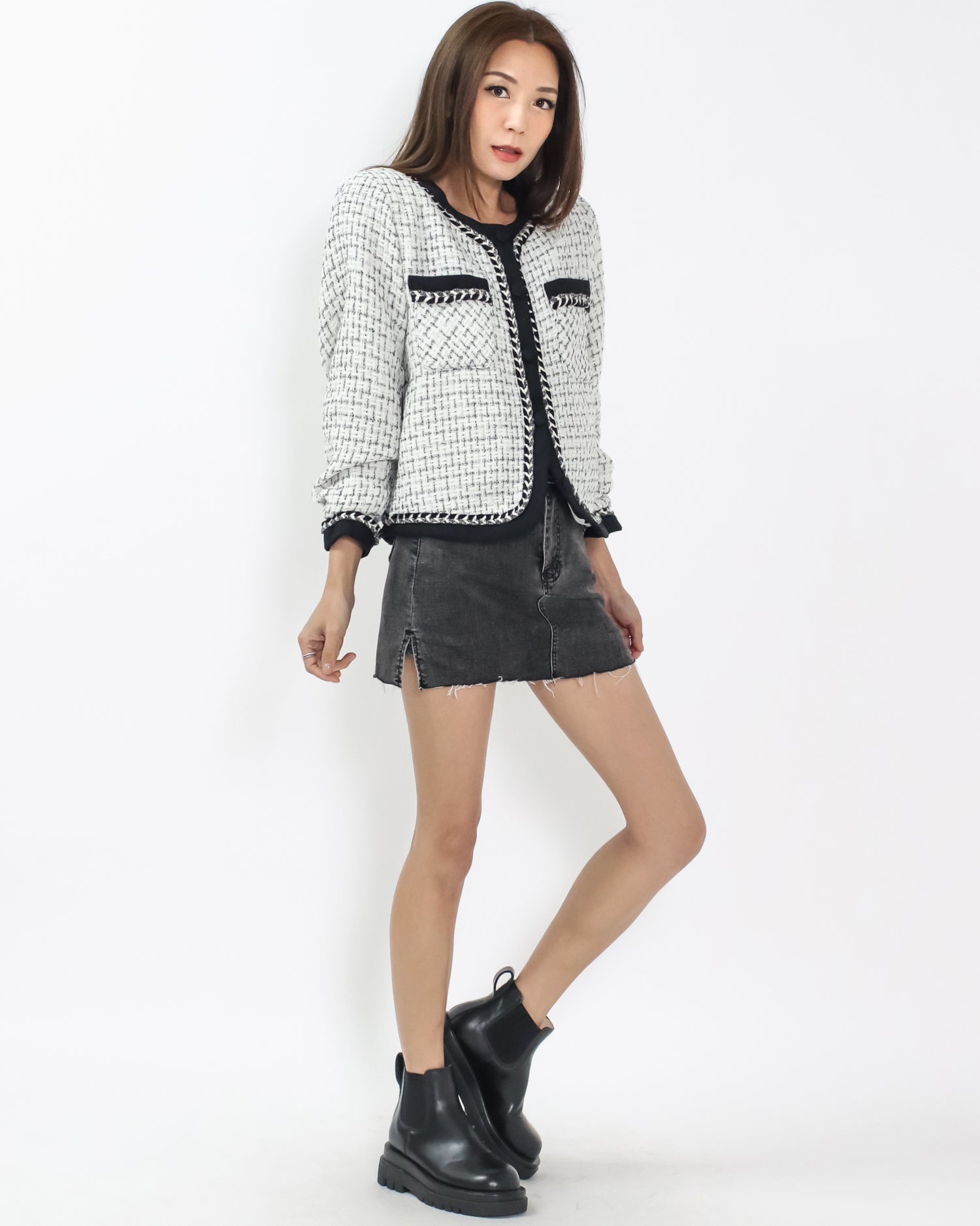 ivory & black tweed jacket *pre-order*