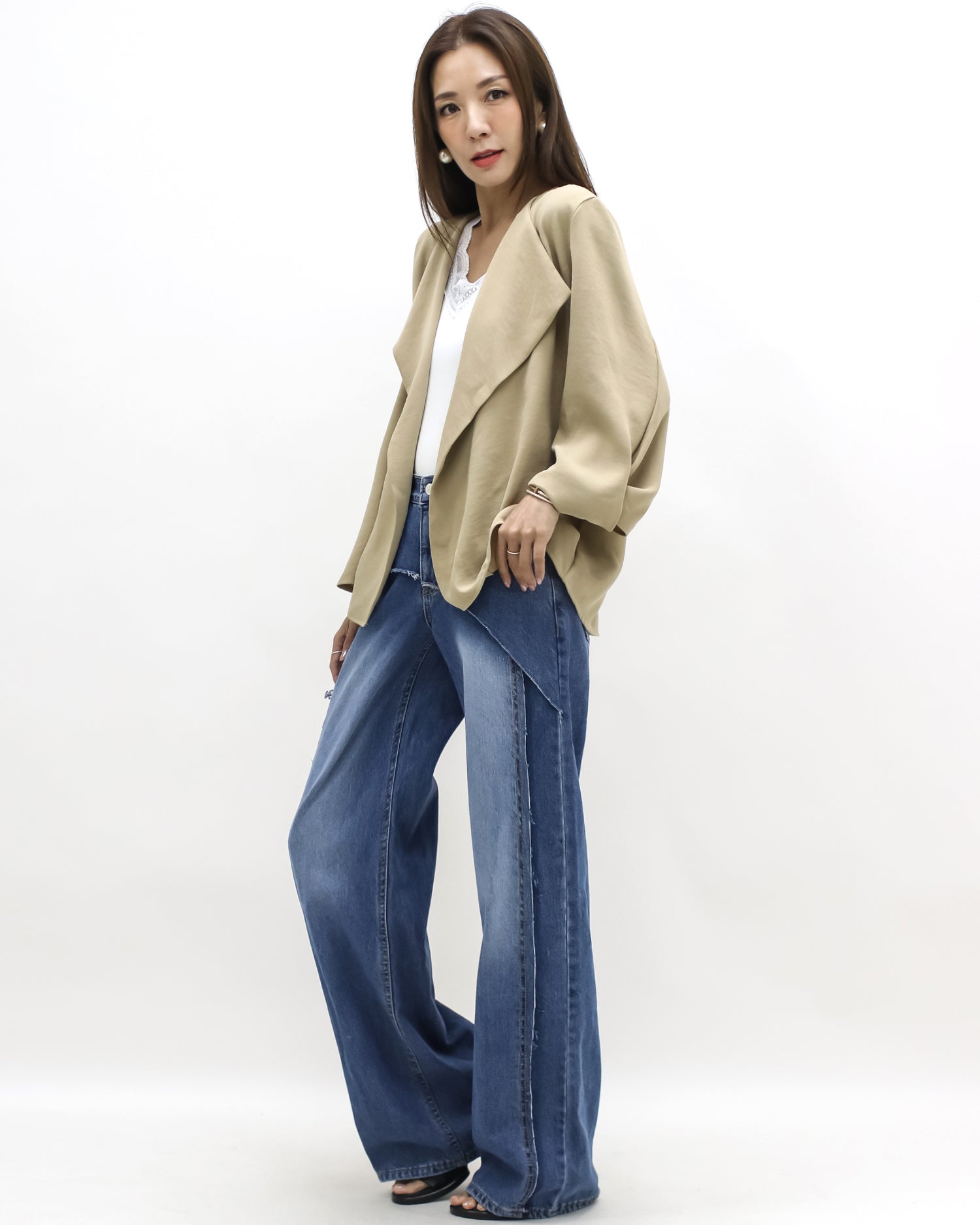 beige slinky throw on jacket