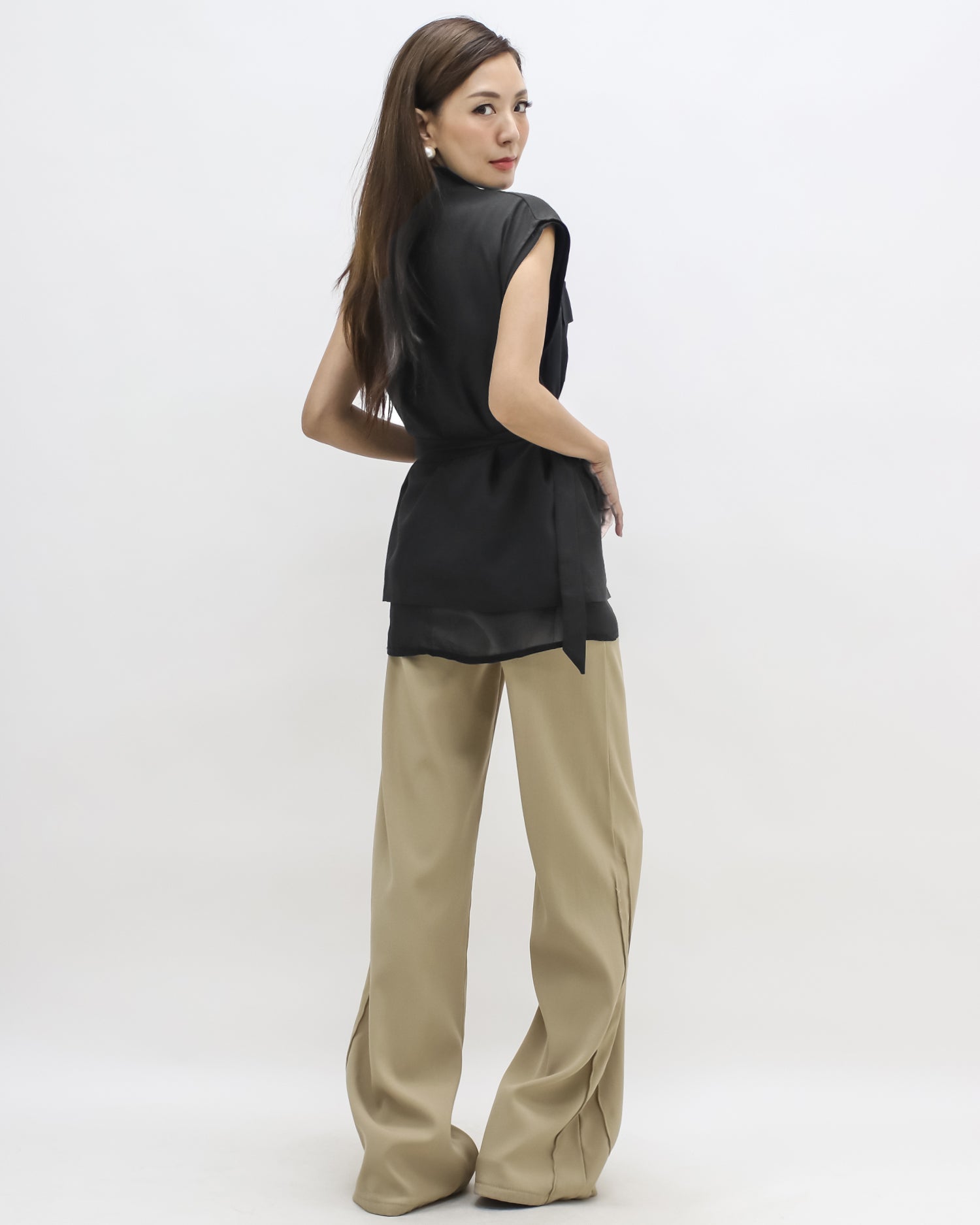 black & mesh layer vest jacket w/ belt *pre-order*