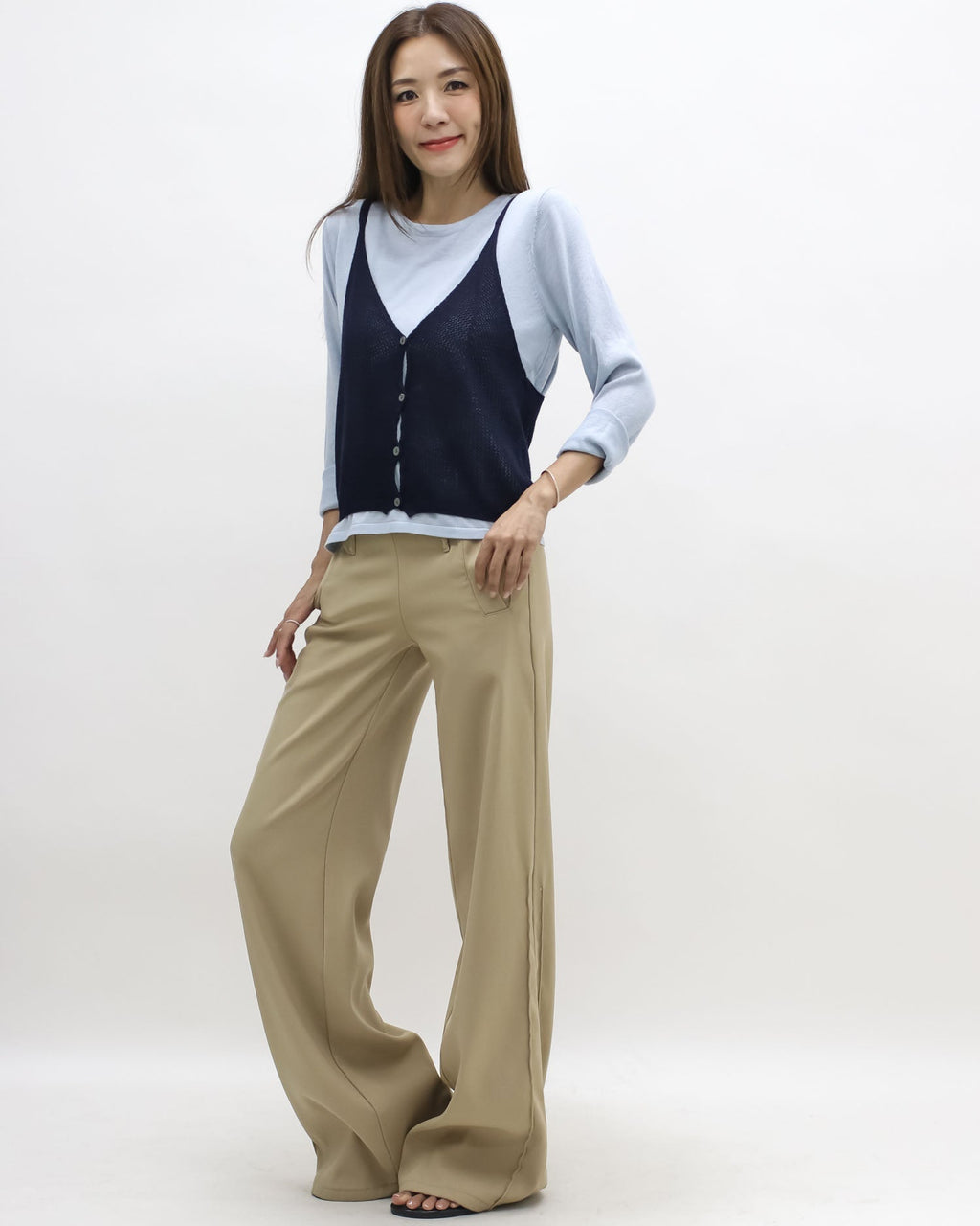 blue & navy slip knitted set top *pre-order*