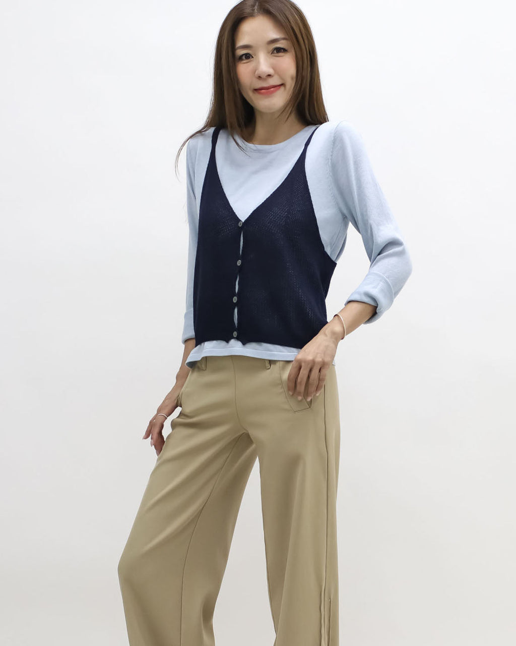 blue & navy slip knitted set top *pre-order*