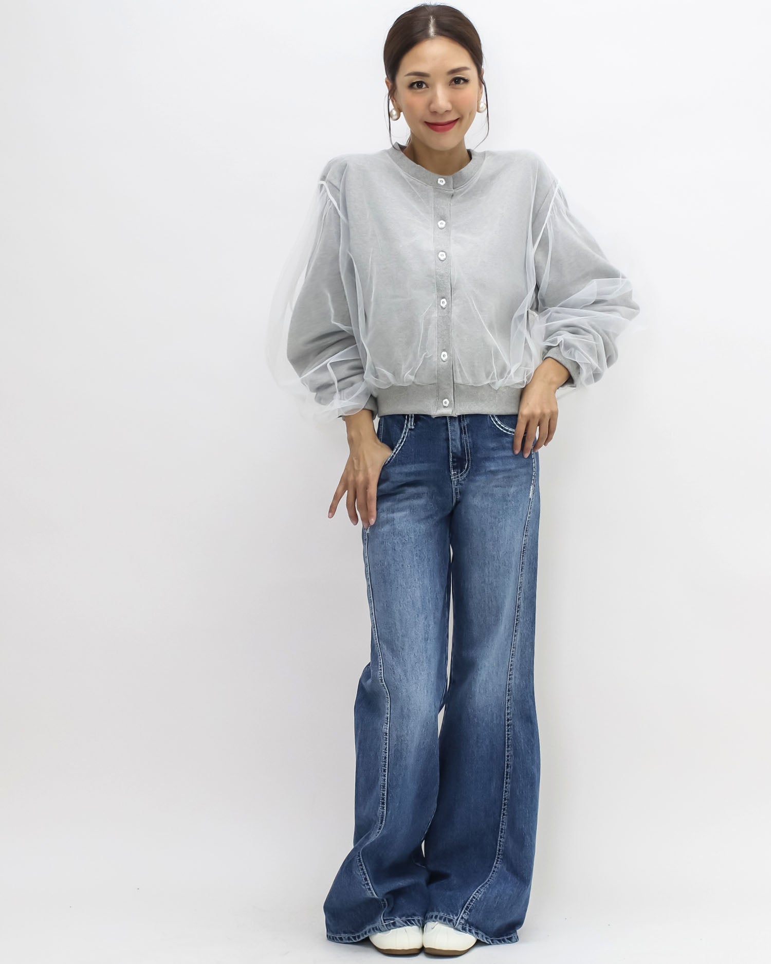 grey mesh layer sweat jacket *pre-order*