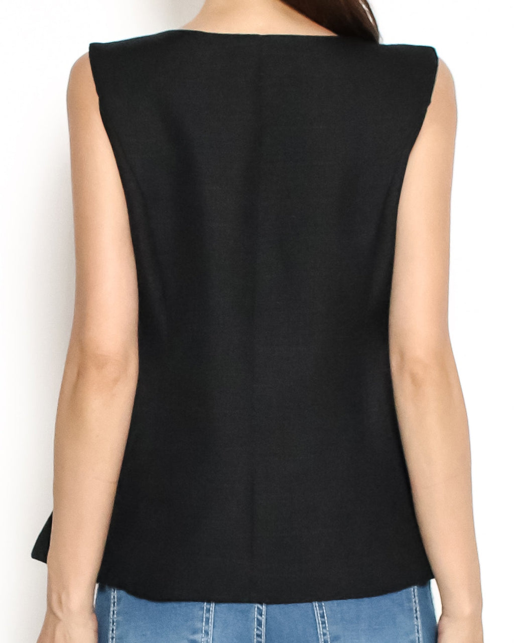 black flower pocket front flare tweed vest *pre-order*