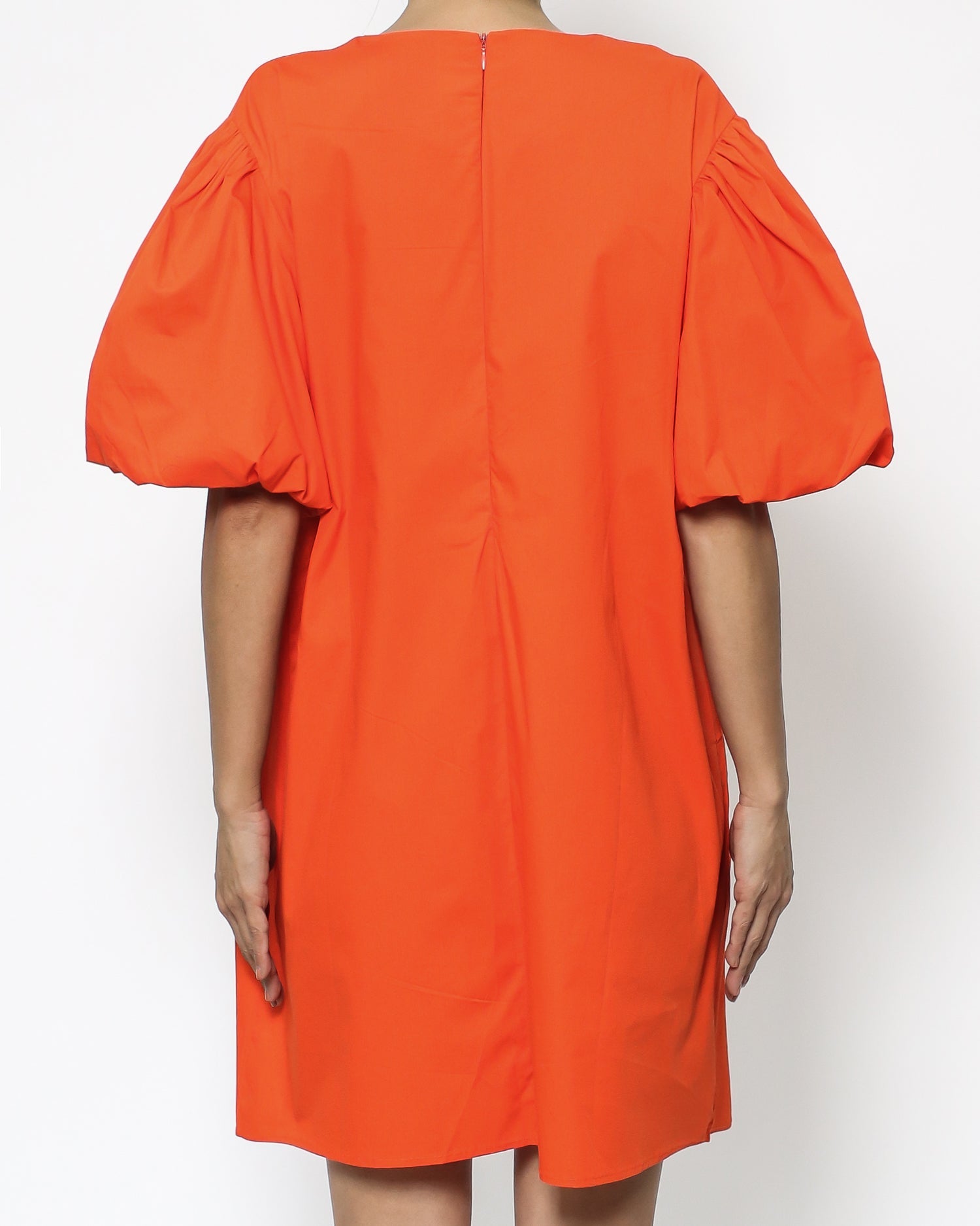 bright orange linen pleats dress *pre-order*