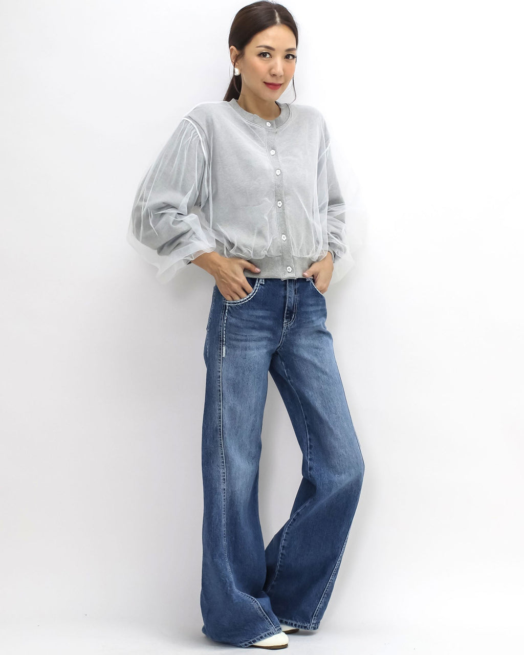 grey mesh layer sweat jacket *pre-order*