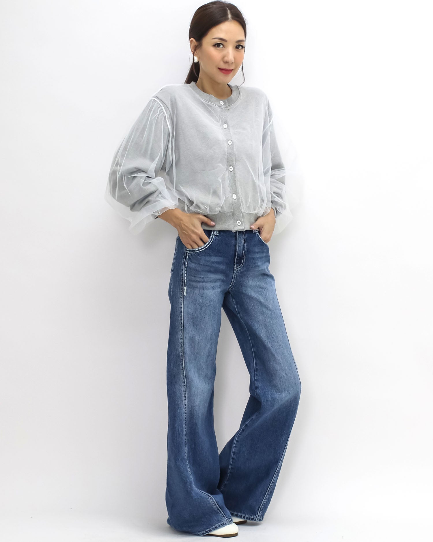 grey mesh layer sweat jacket *pre-order*