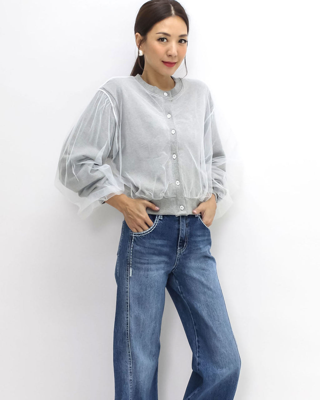 grey mesh layer sweat jacket *pre-order*