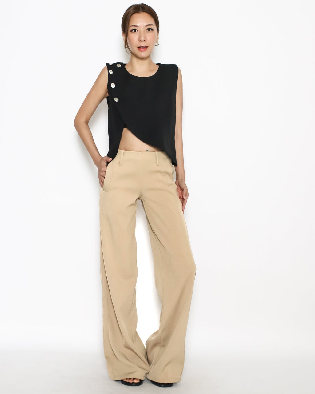 black button cutout front & back vest *pre-order*