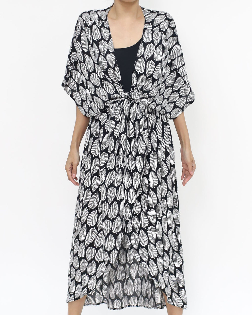 black printed slinky cover-up kimono *pre-order*