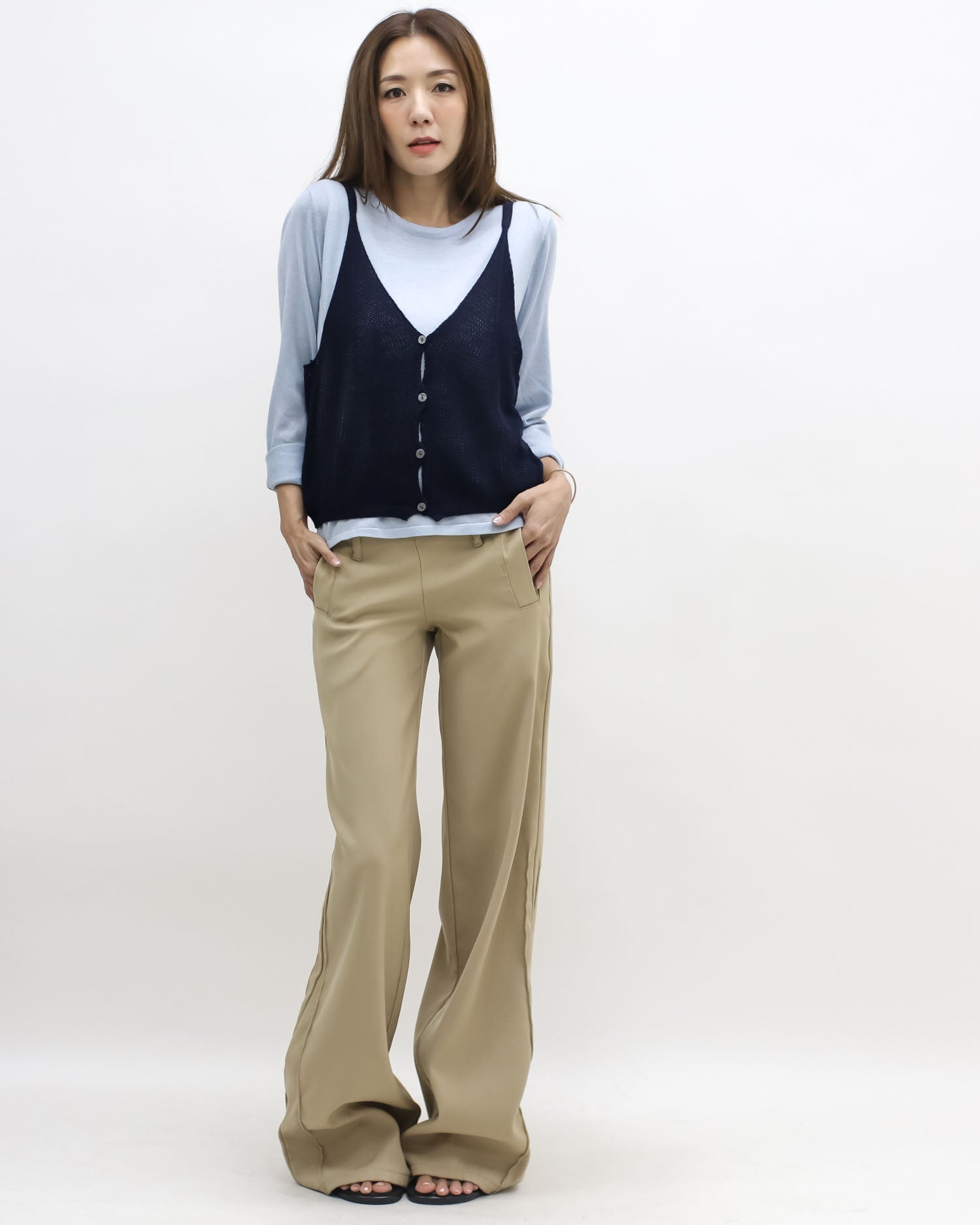 blue & navy slip knitted set top *pre-order*