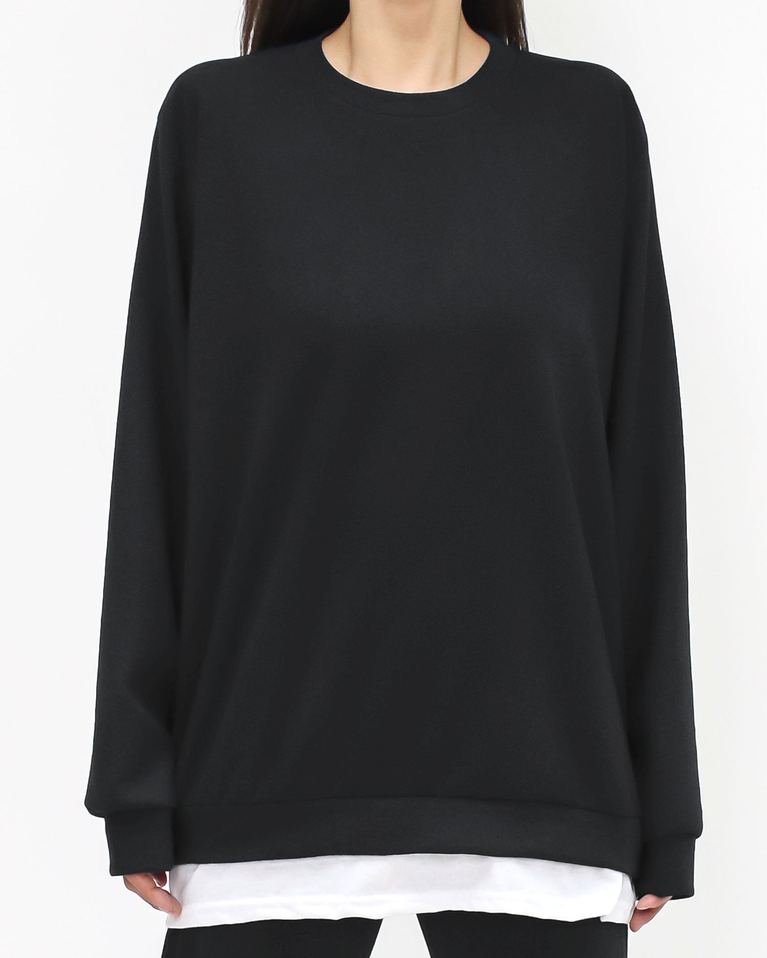 Black & ivory tee layer sweatshirt pants set *pre-order*