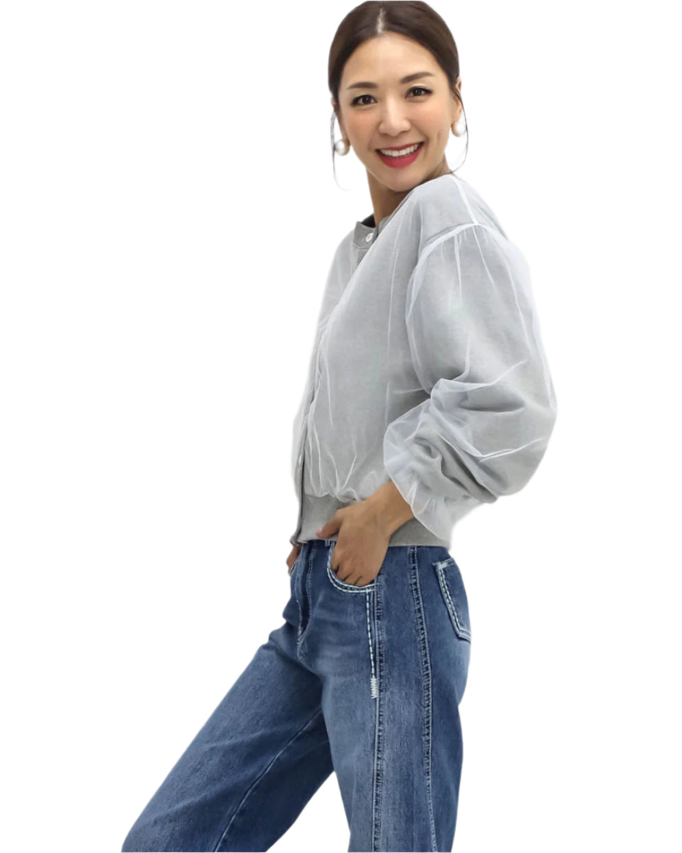 grey mesh layer sweat jacket *pre-order*