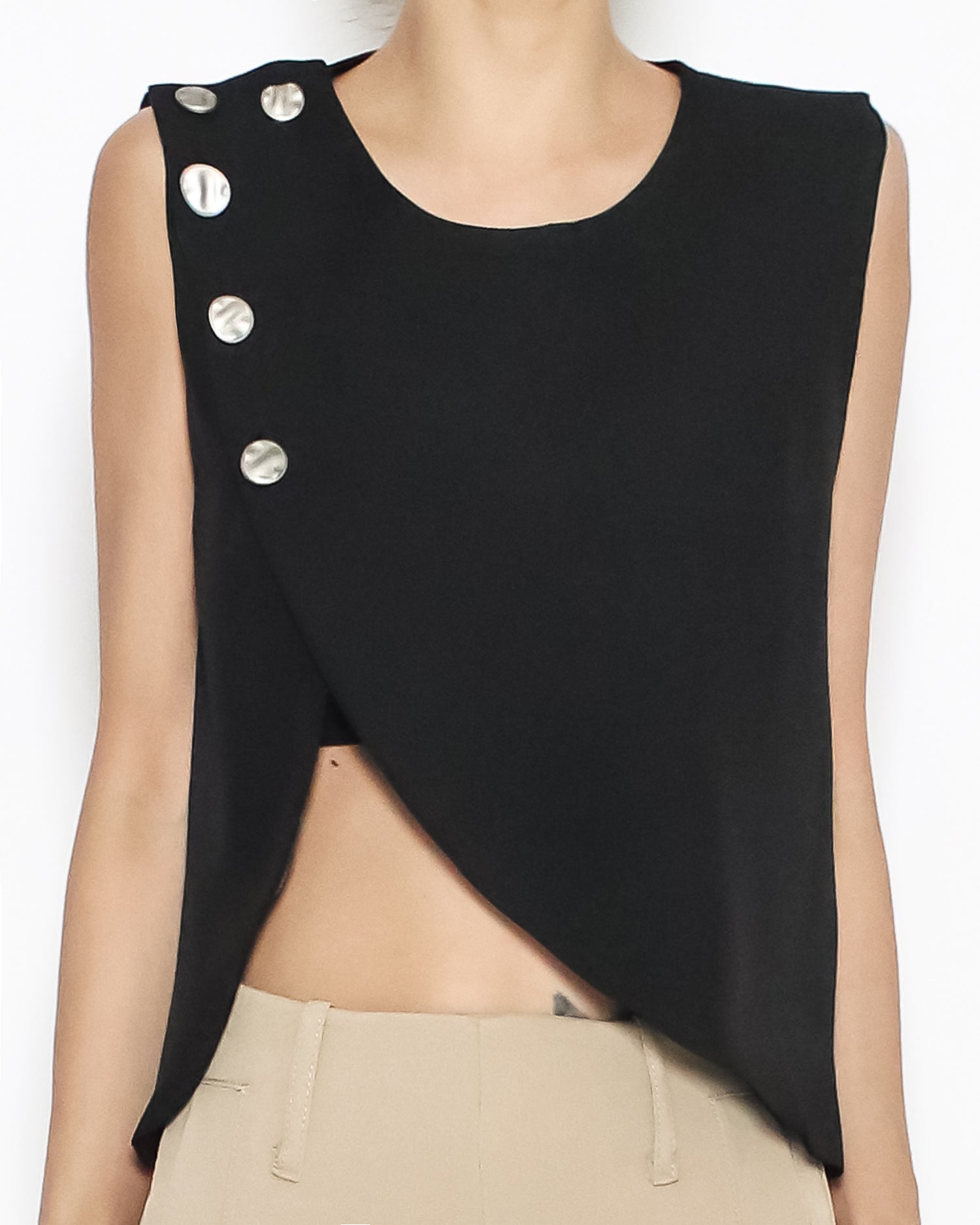 black button cutout front & back vest *pre-order*