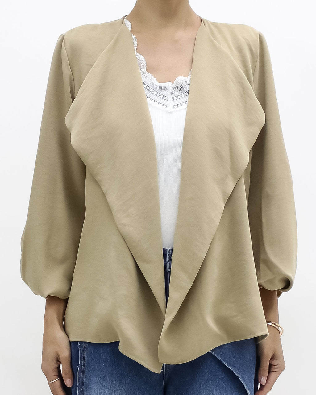 beige slinky throw on jacket