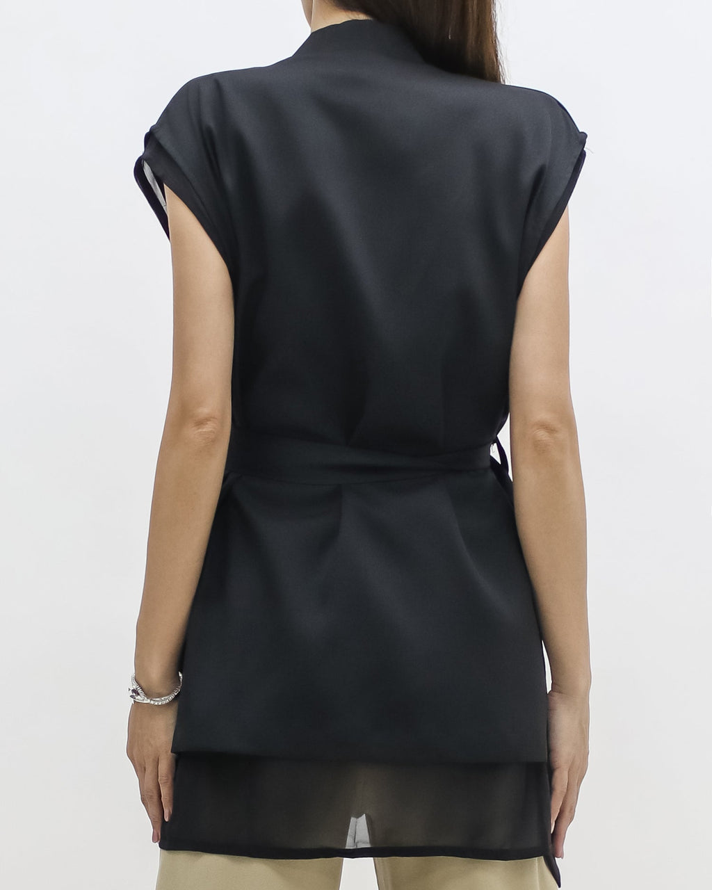 black & mesh layer vest jacket w/ belt *pre-order*