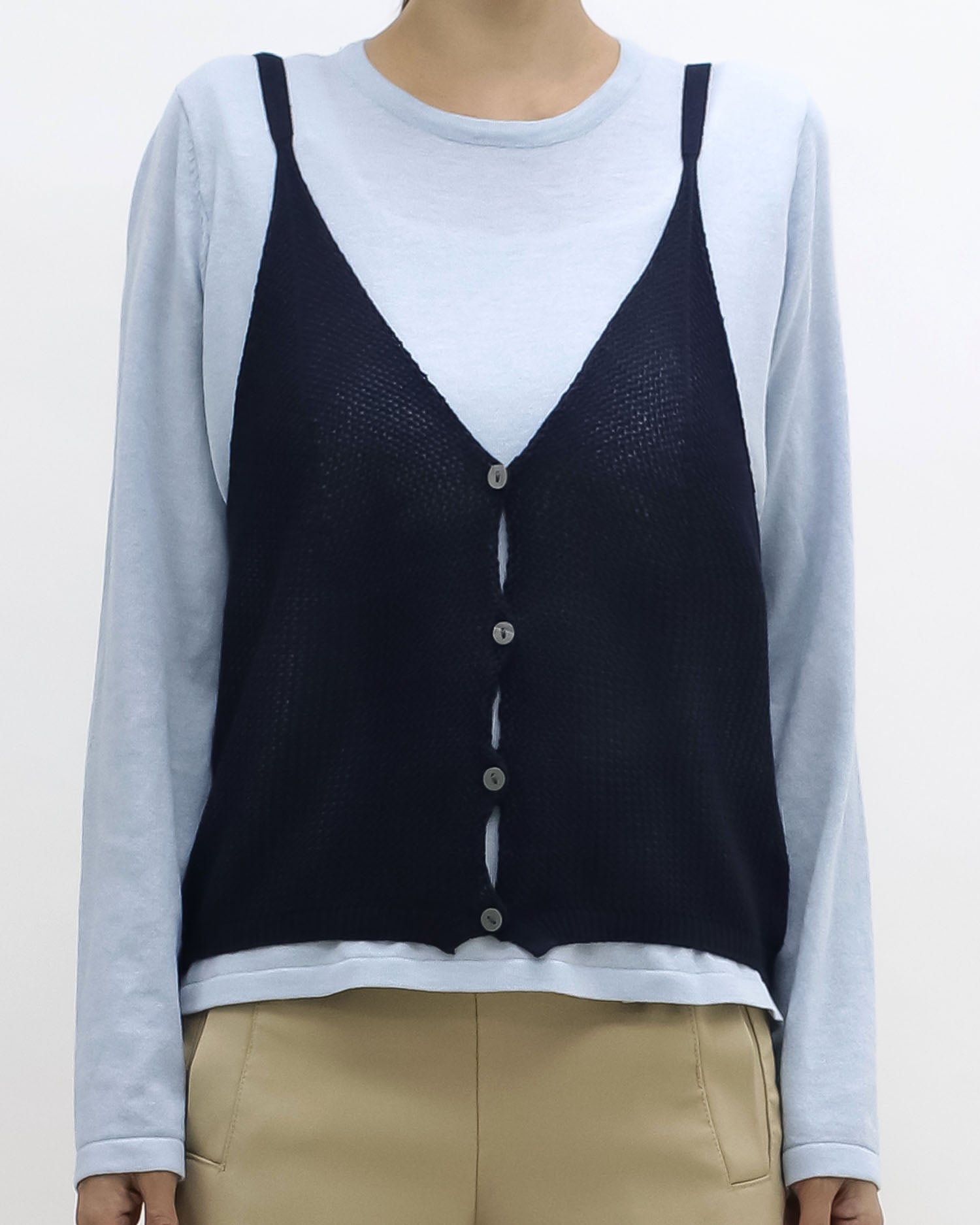 blue & navy slip knitted set top *pre-order*