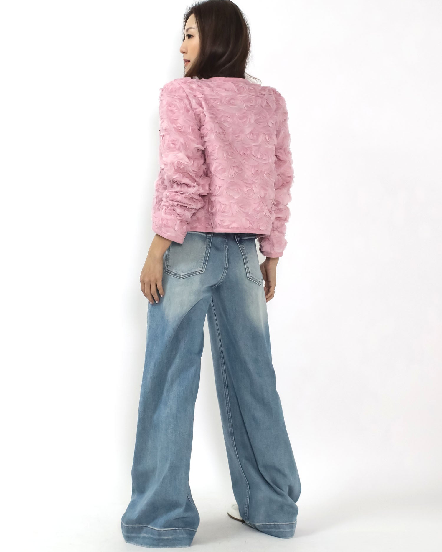 washed blue denim straight legs jeans w/ belt *pre-order*