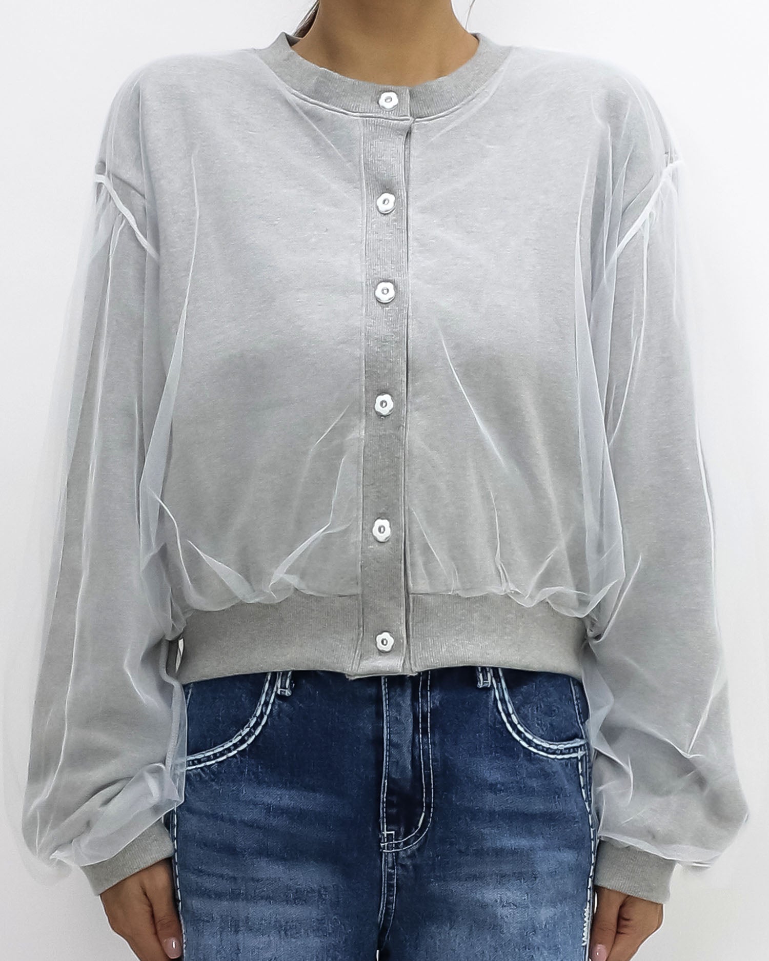 grey mesh layer sweat jacket *pre-order*