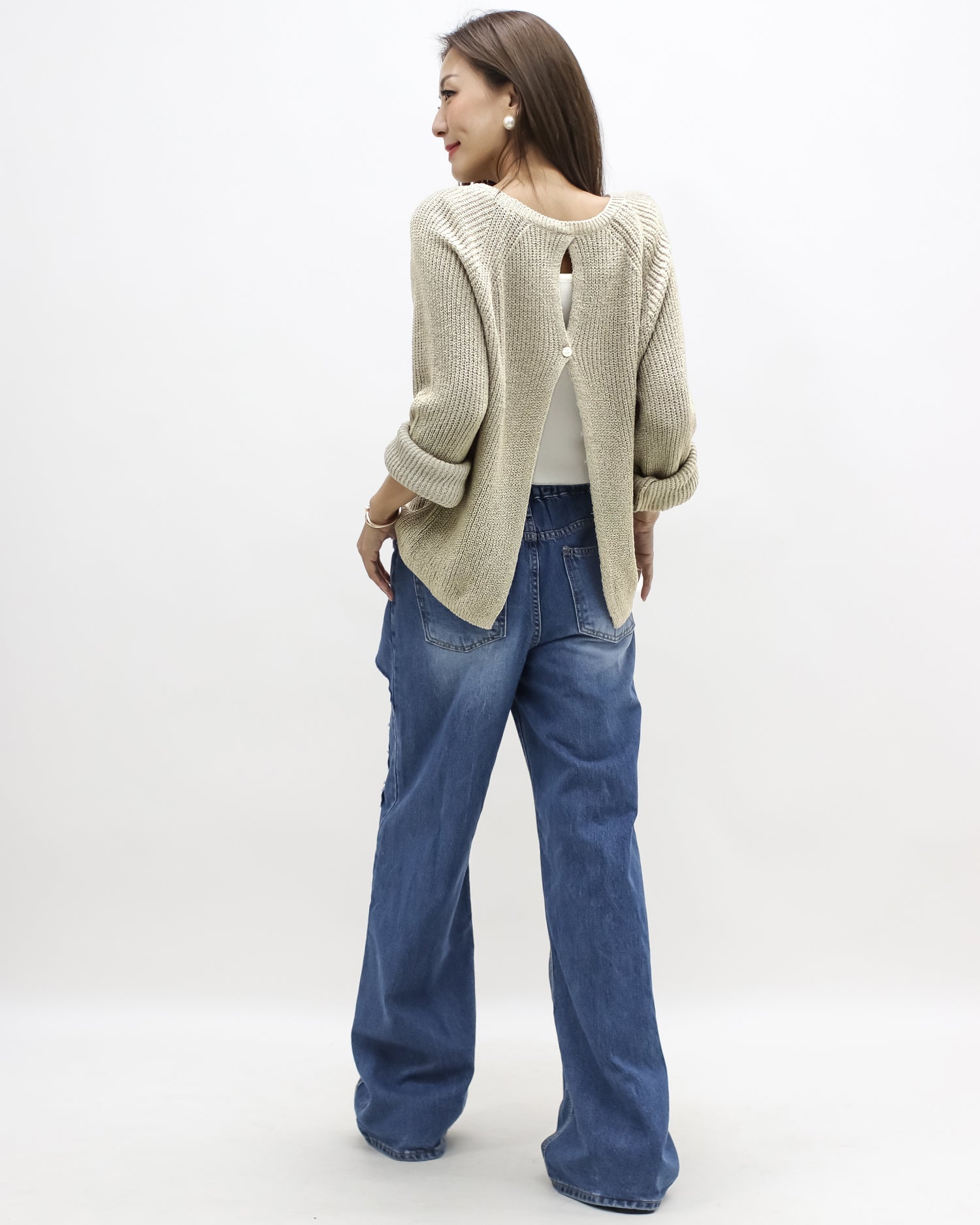 beige open back knitted top *pre-order*
