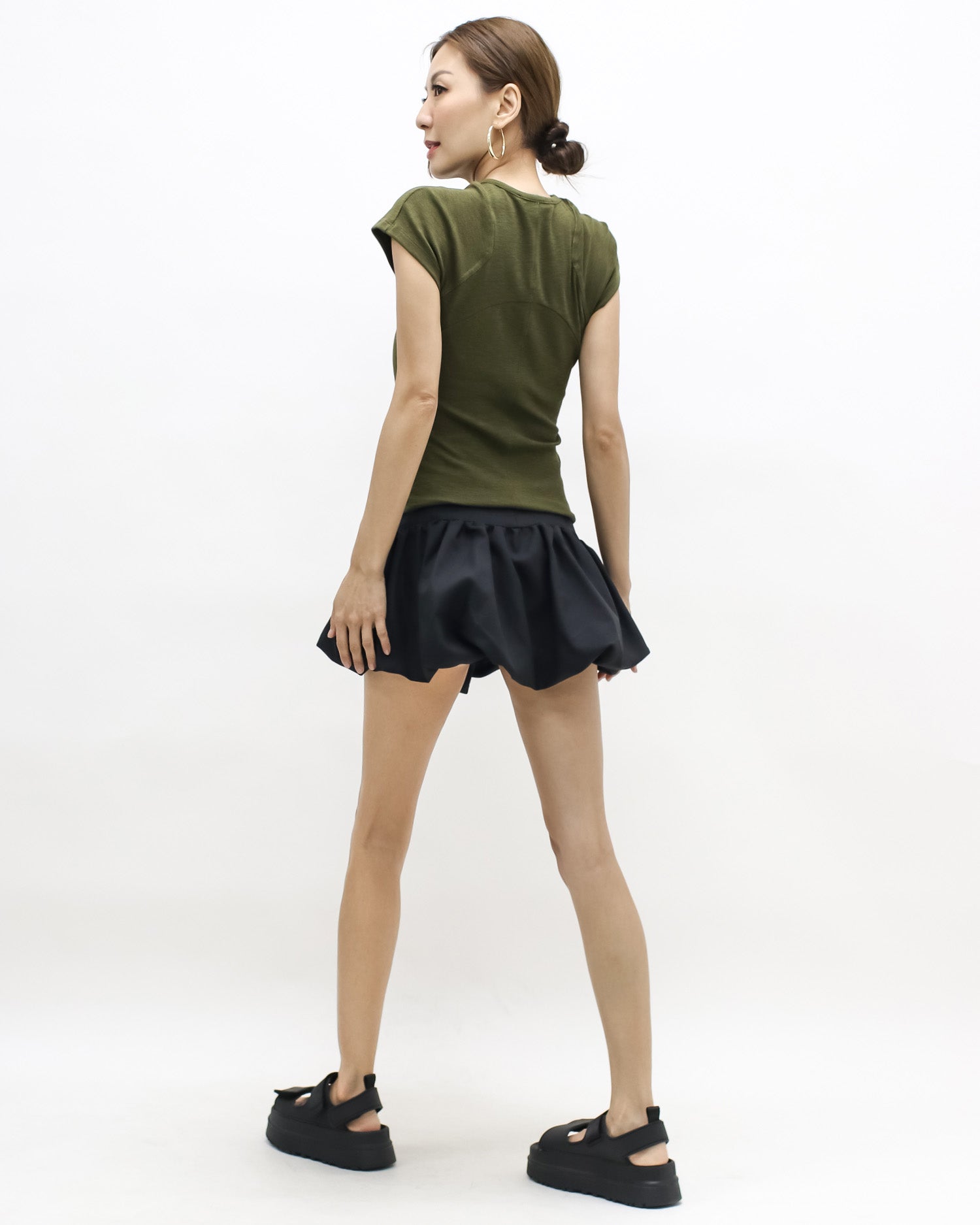 black low rise bubble skort *pre-order*