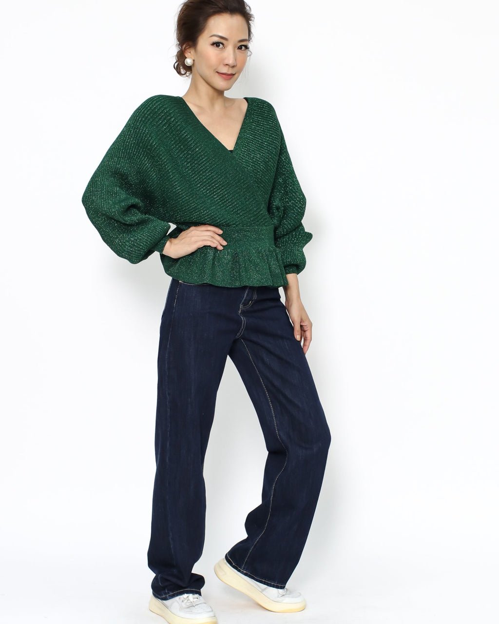 green luxe frill knitted top *pre-order*