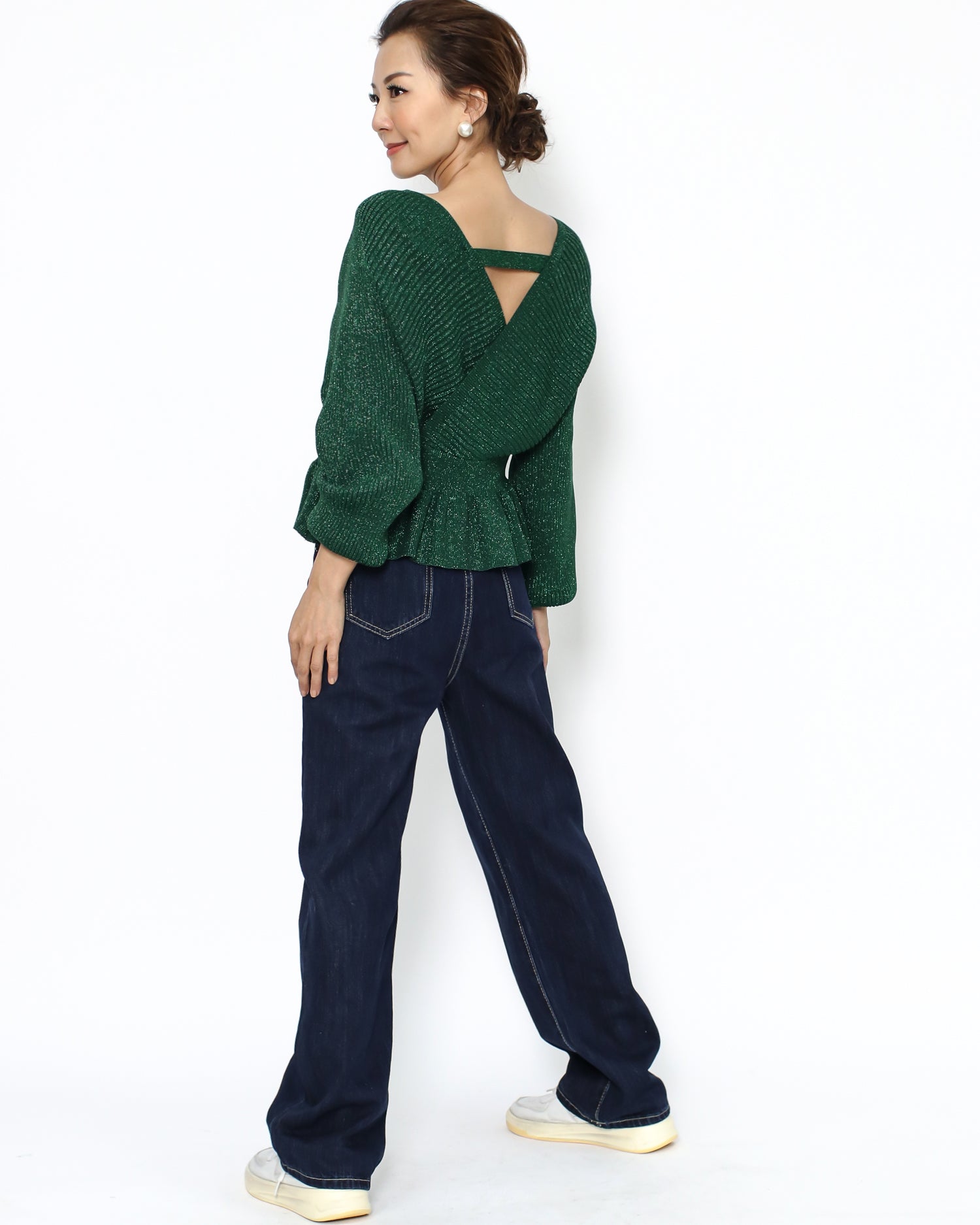 green luxe frill knitted top *pre-order*