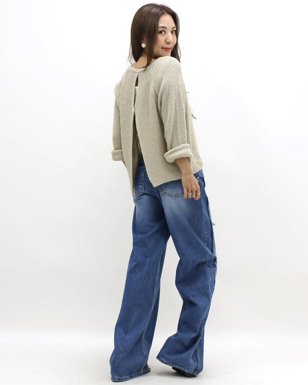 beige open back knitted top *pre-order*