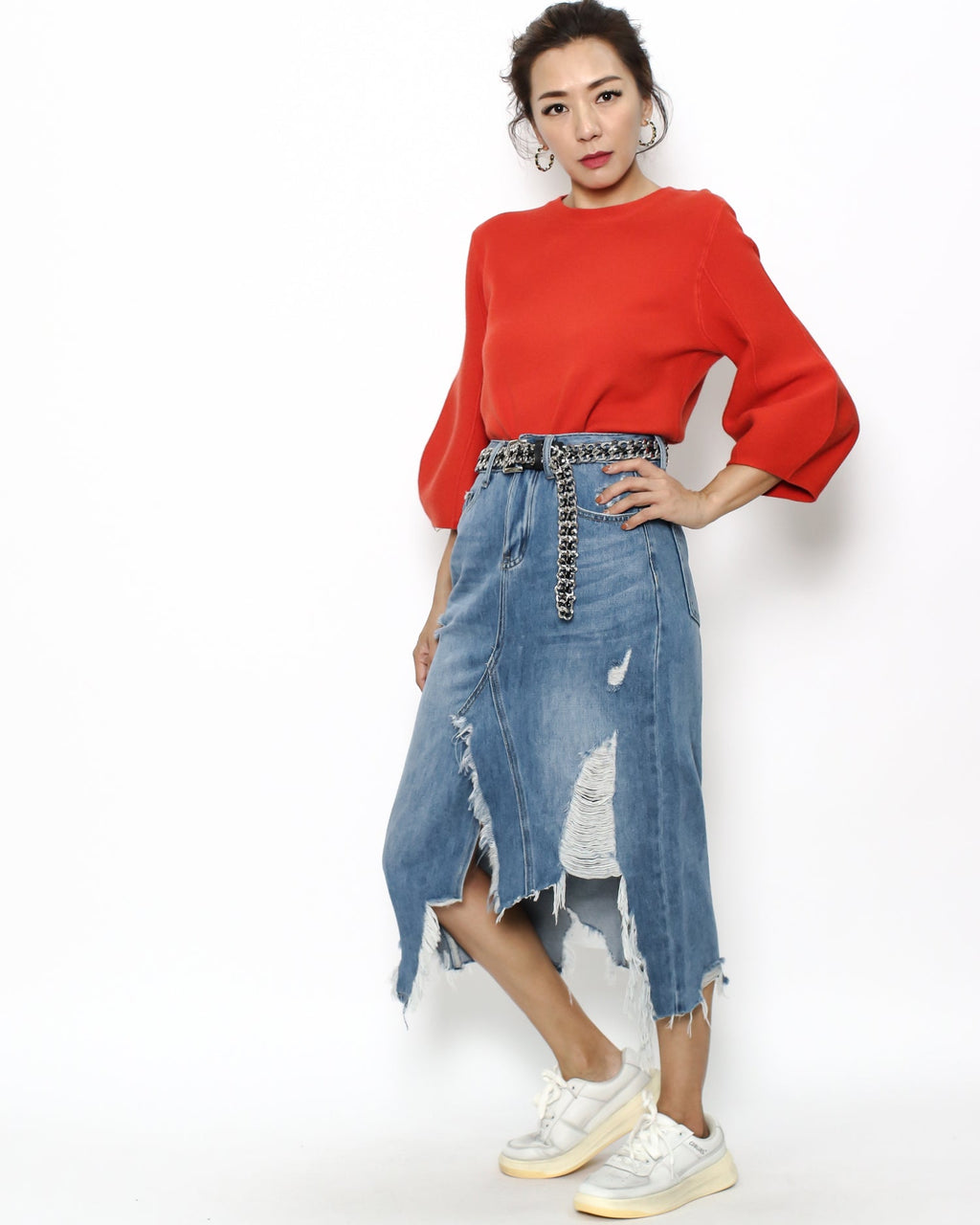 black PU leather & silver chain buckle belt *pre-order*