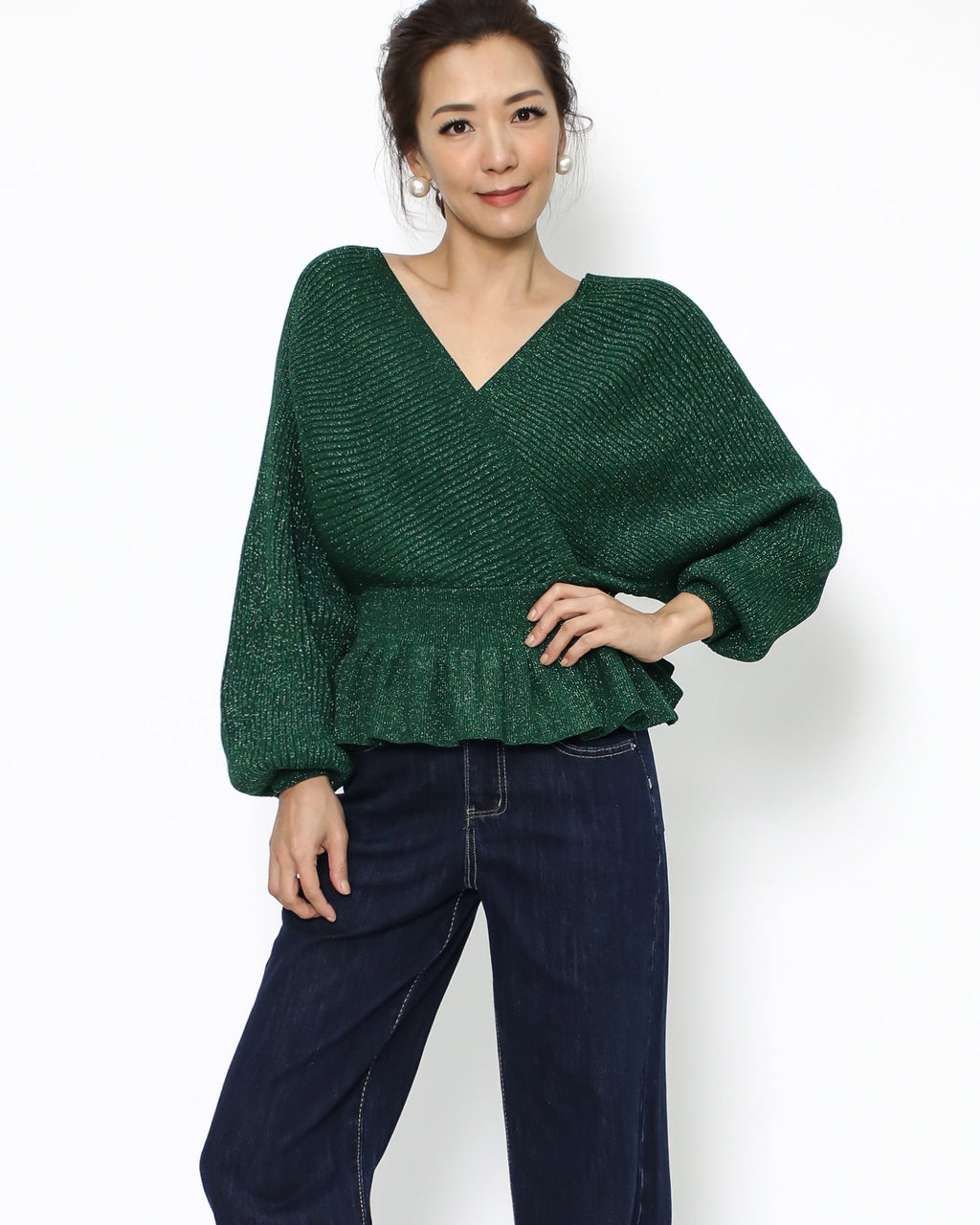 green luxe frill knitted top *pre-order*