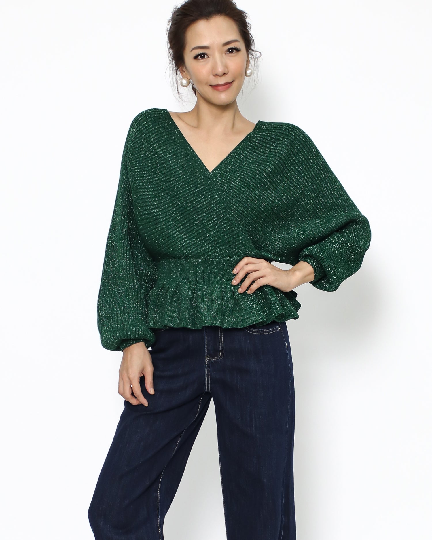 green luxe frill knitted top *pre-order*