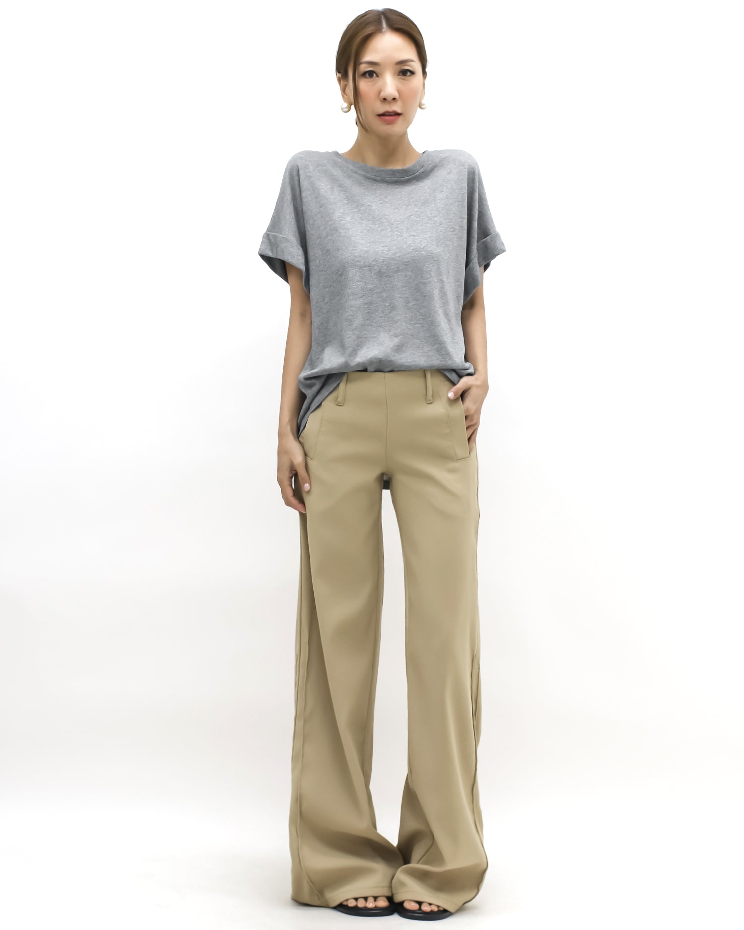 grey fold sleeves tee