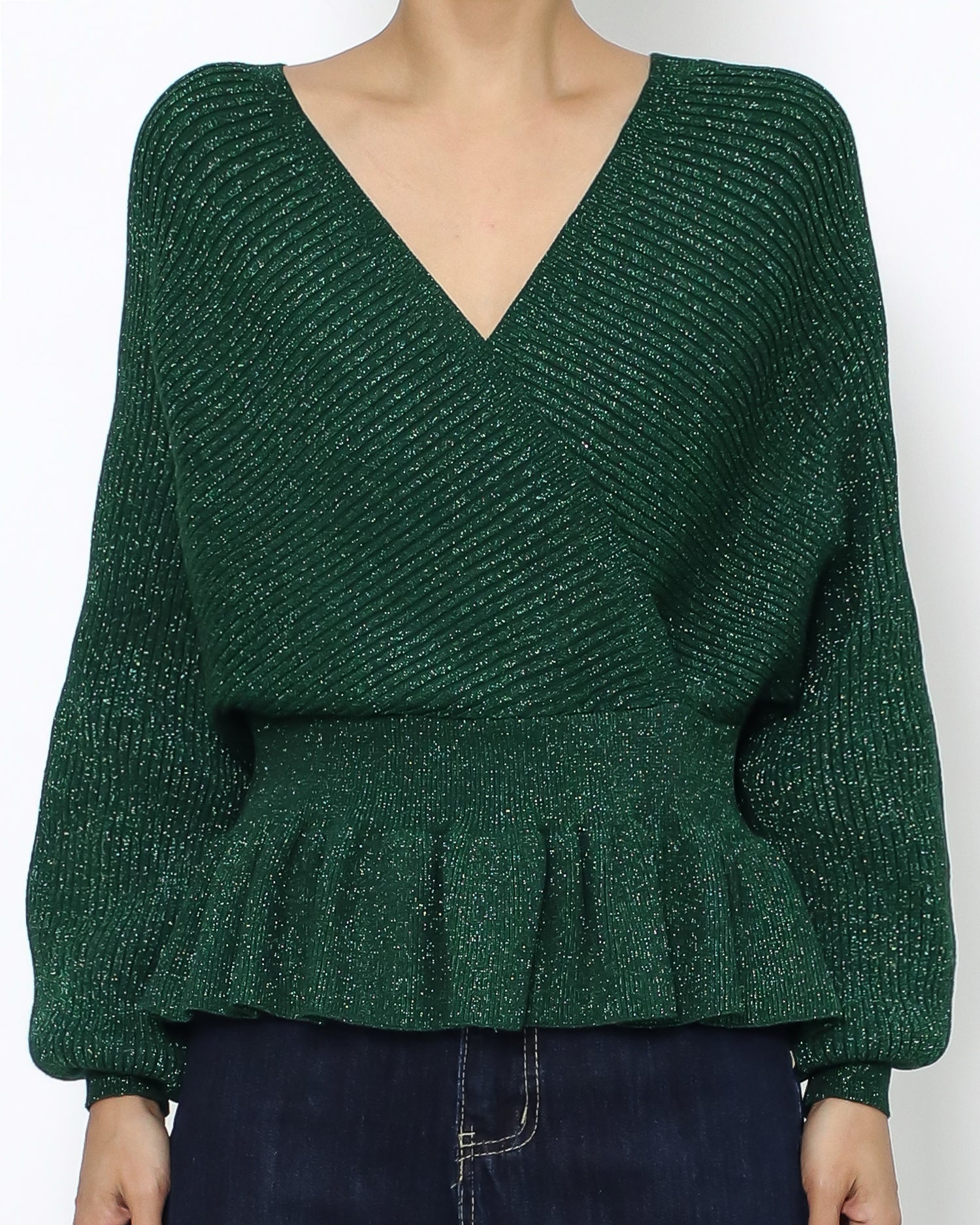 green luxe frill knitted top *pre-order*