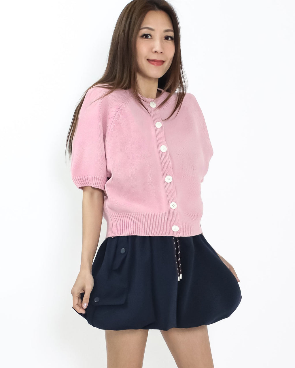 pink short sleeves knitted top *pre-order*