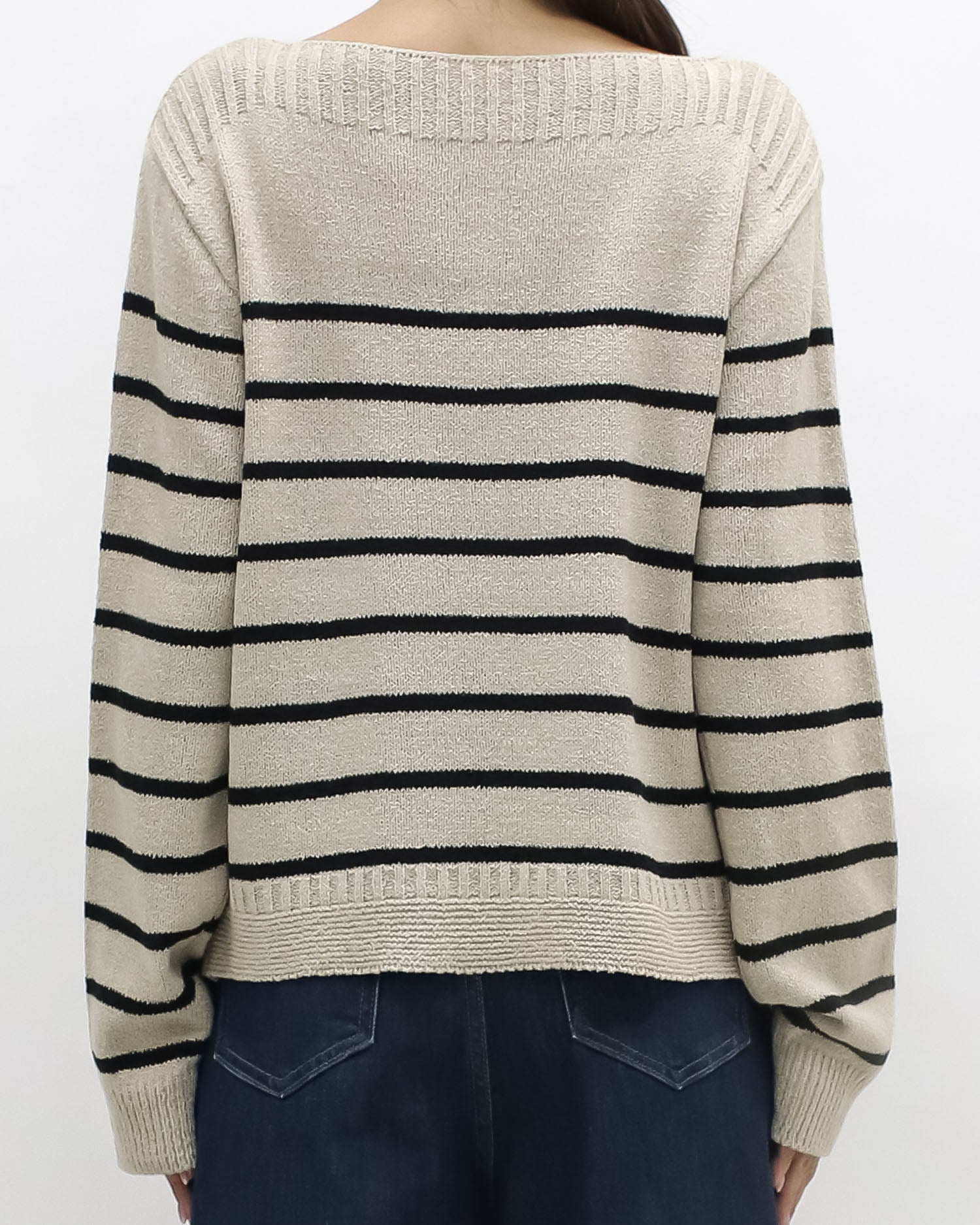 beige & black stripes knitted top *pre-order*