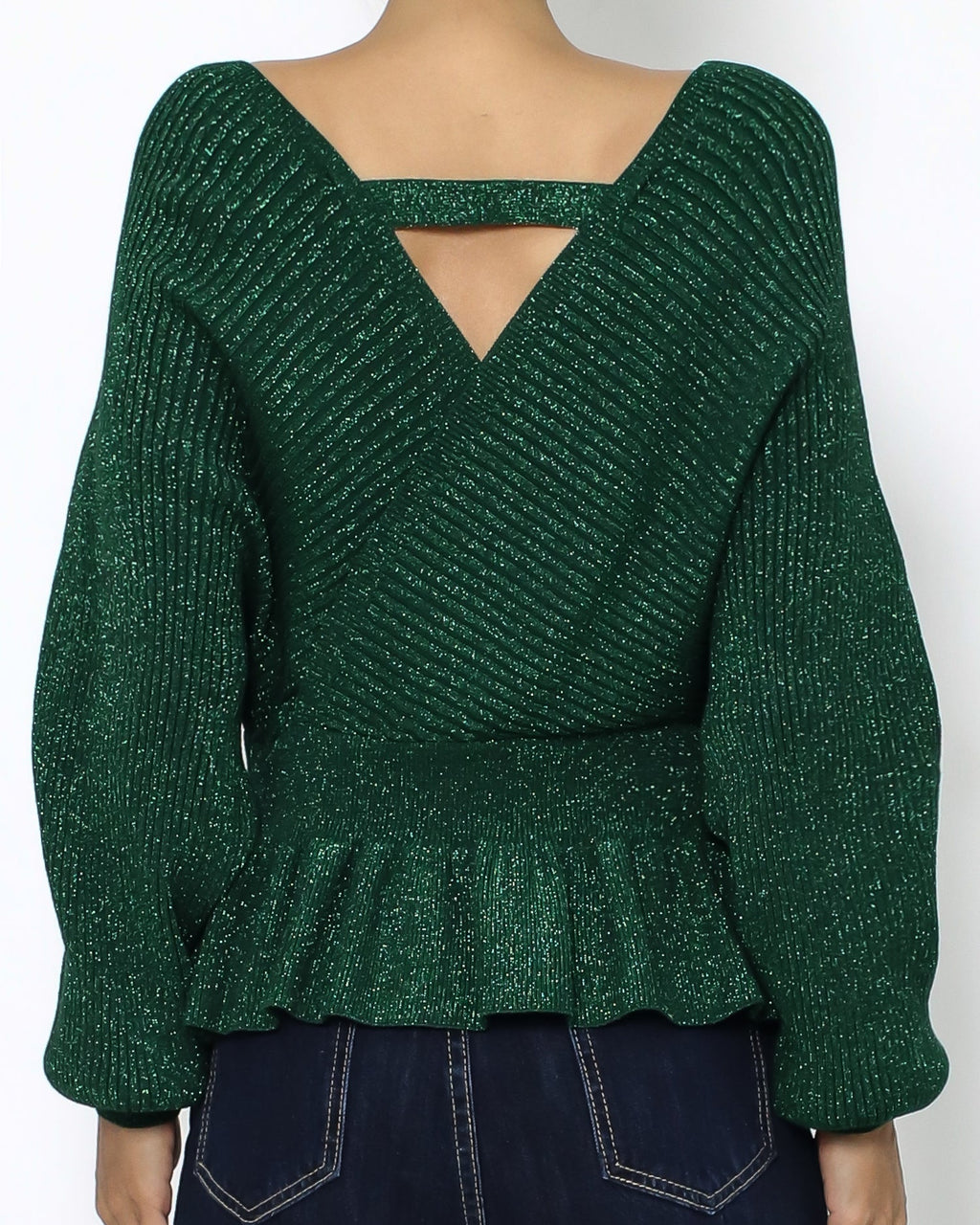 green luxe frill knitted top *pre-order*