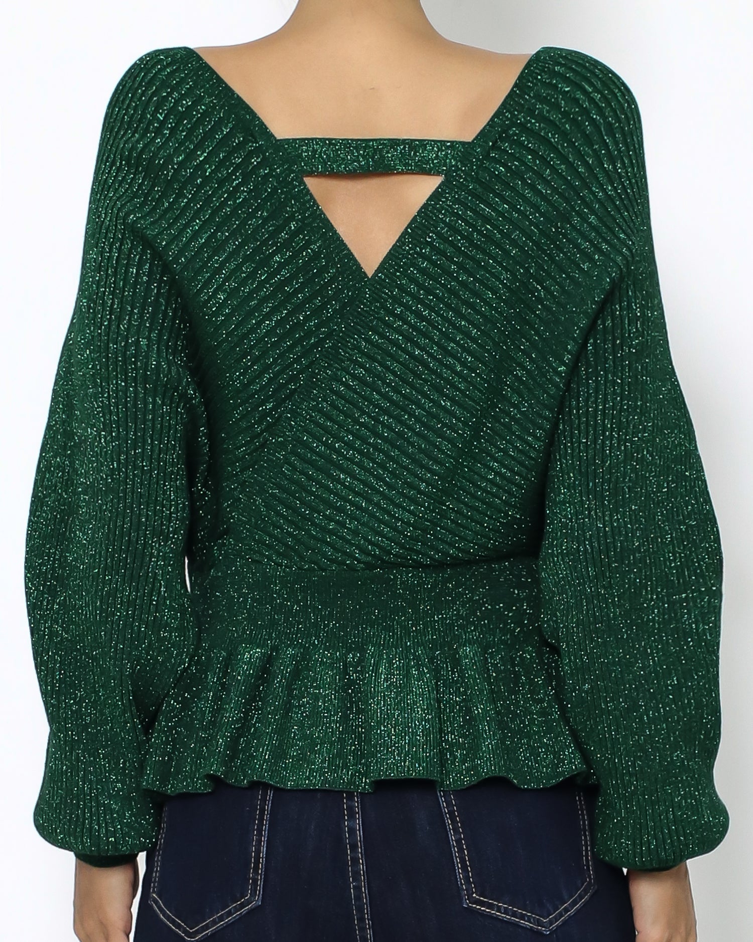 green luxe frill knitted top *pre-order*