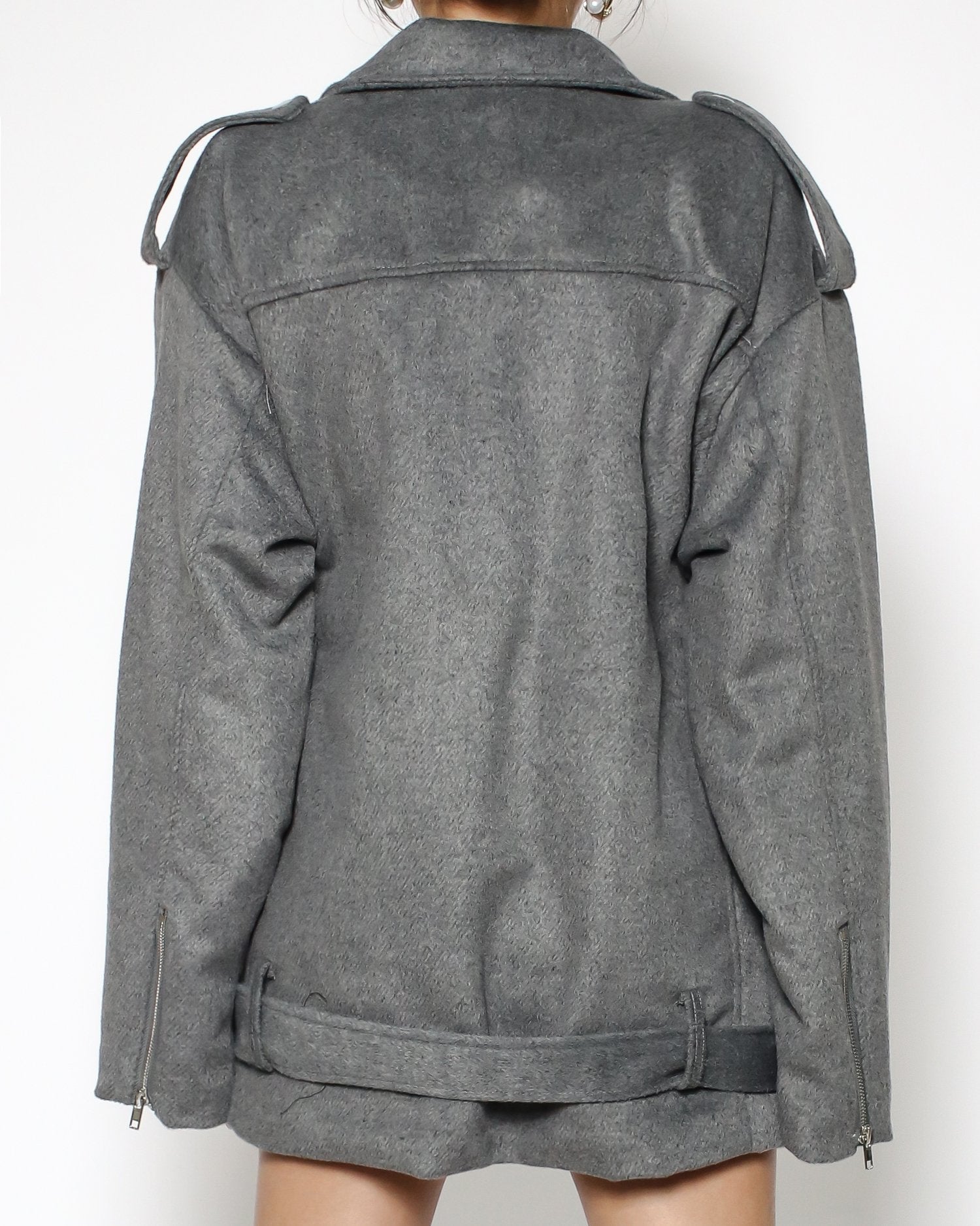 grey wool blended biker jacket *pre-order*