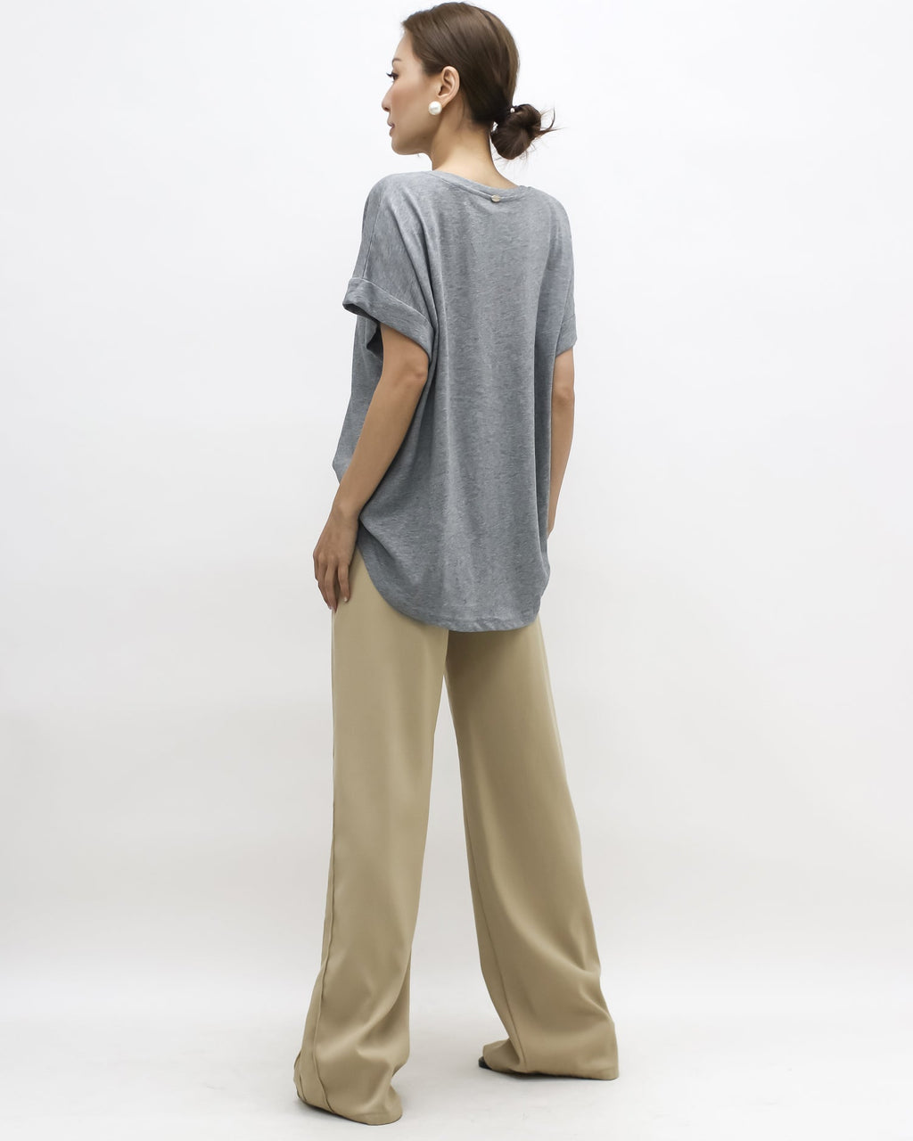 grey fold sleeves tee