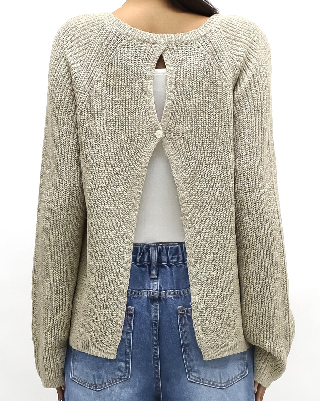 beige open back knitted top *pre-order*
