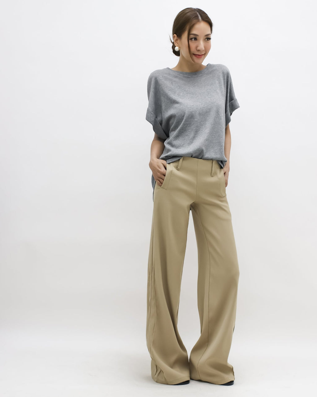 grey fold sleeves tee