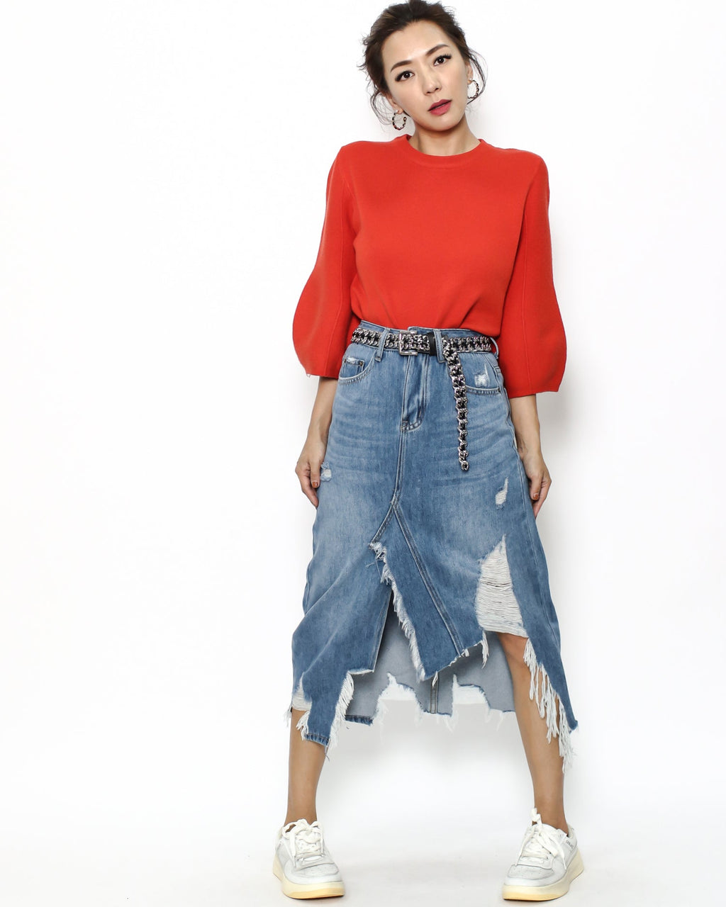 black PU leather & silver chain buckle belt *pre-order*