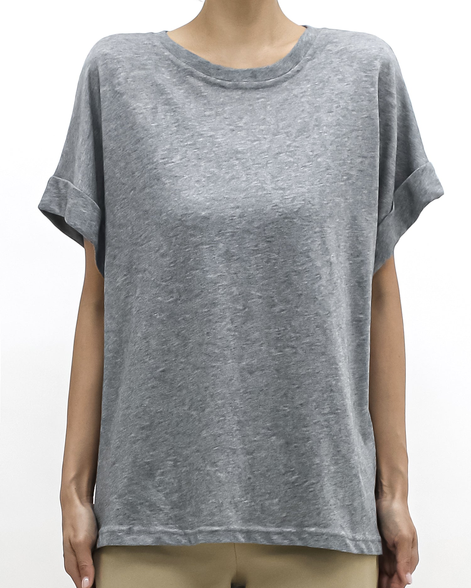 grey fold sleeves tee