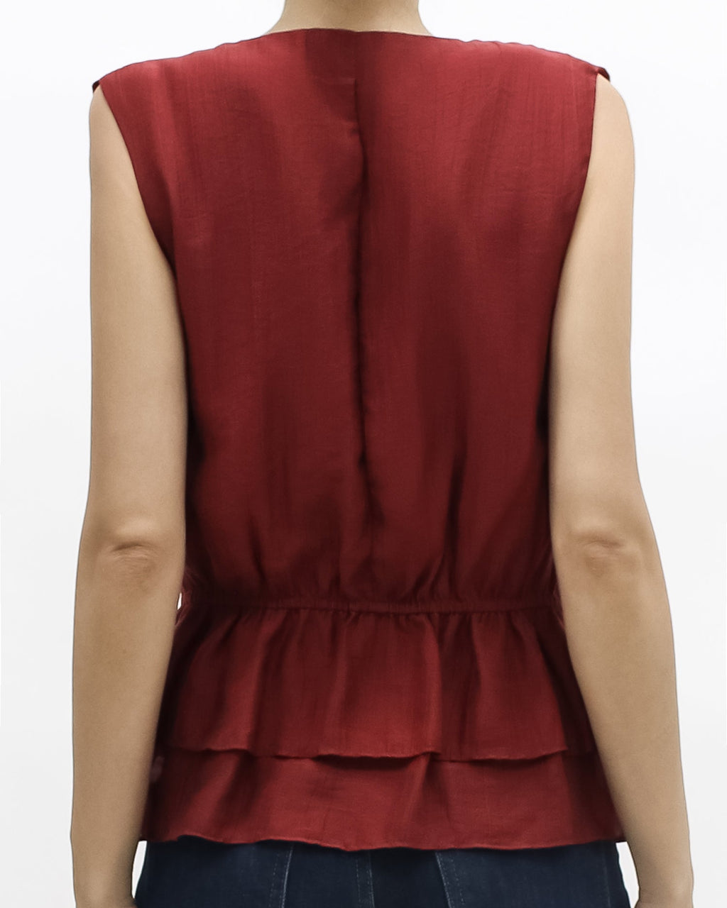 burgundy ruffles hem vest *pre-order*