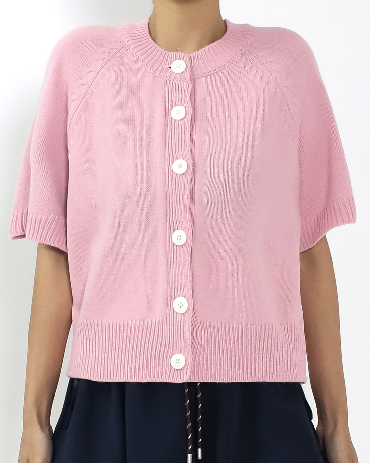 pink short sleeves knitted top *pre-order*