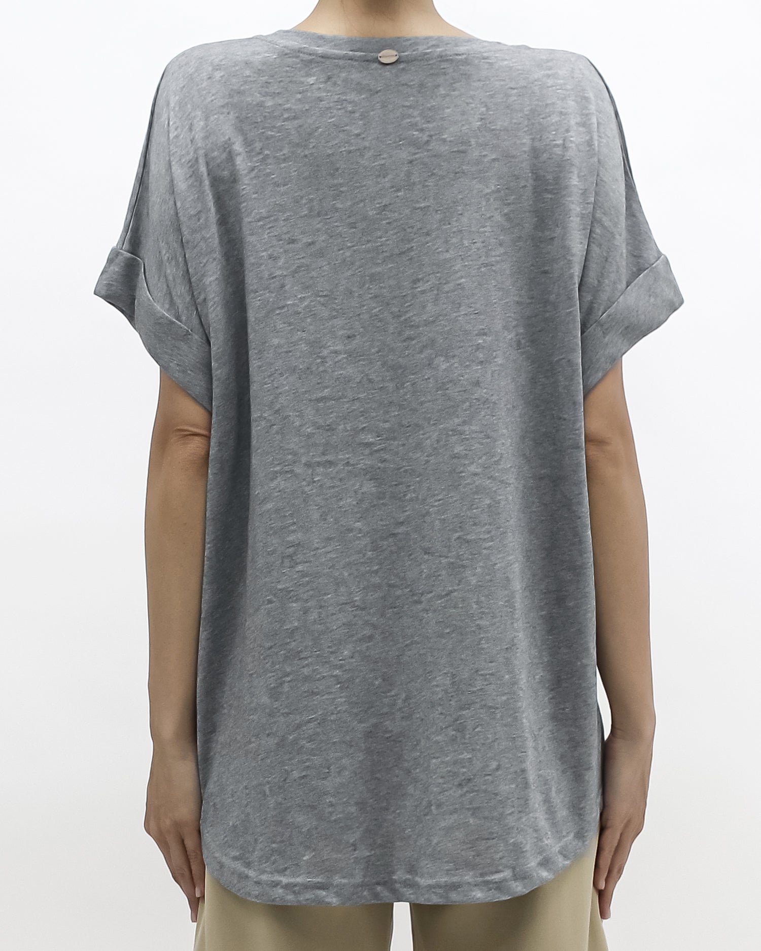 grey fold sleeves tee