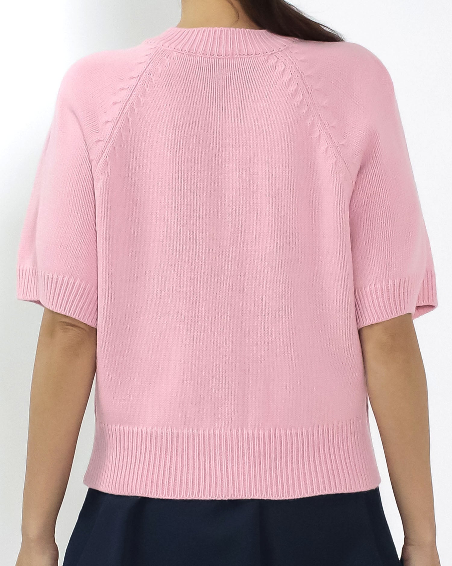 pink short sleeves knitted top *pre-order*