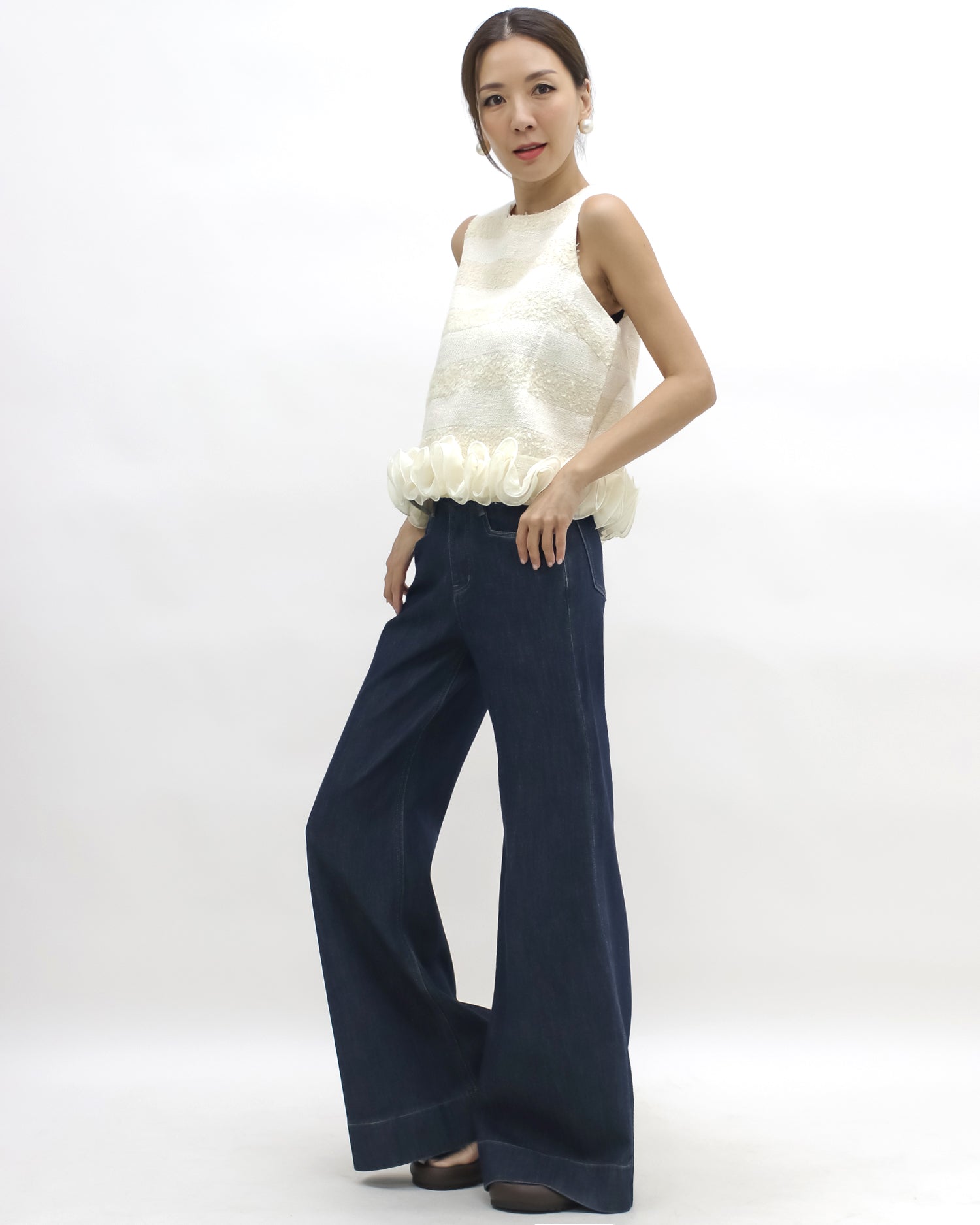 wash indigo denim flare jeans *pre-order*