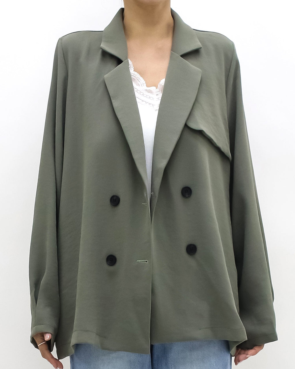 grey green slinky lightweight blazer *pre-order*